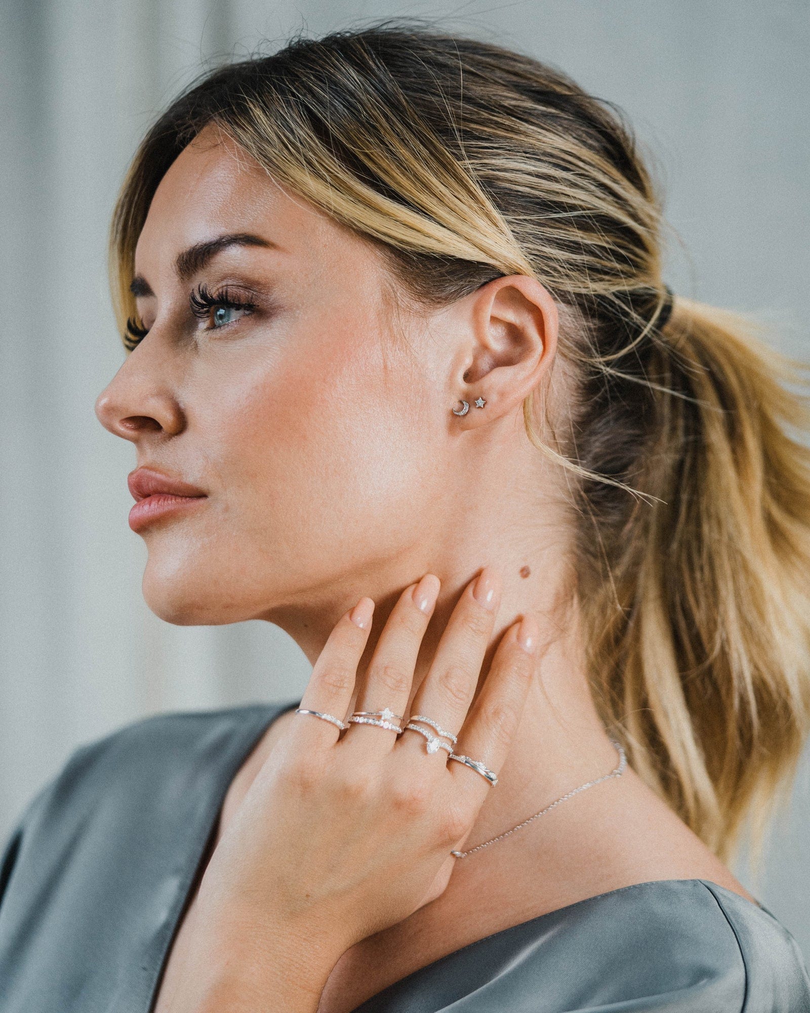 Sterling Silver and Cubic Zirconia Marquis Wishbone Ring