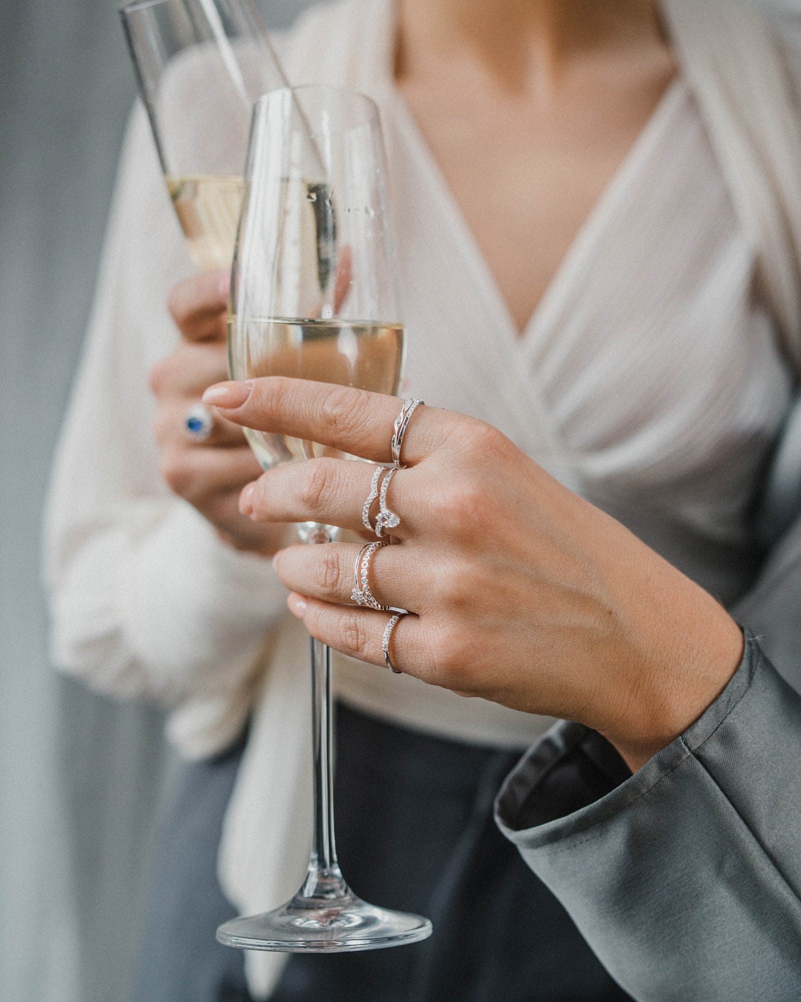 Sterling Silver Cubic Zirconia Wishbone Ring