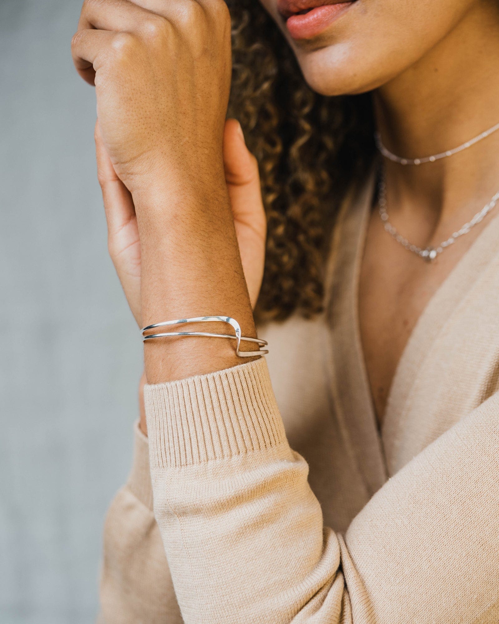 Sterling Silver Fine Crossover Bangle