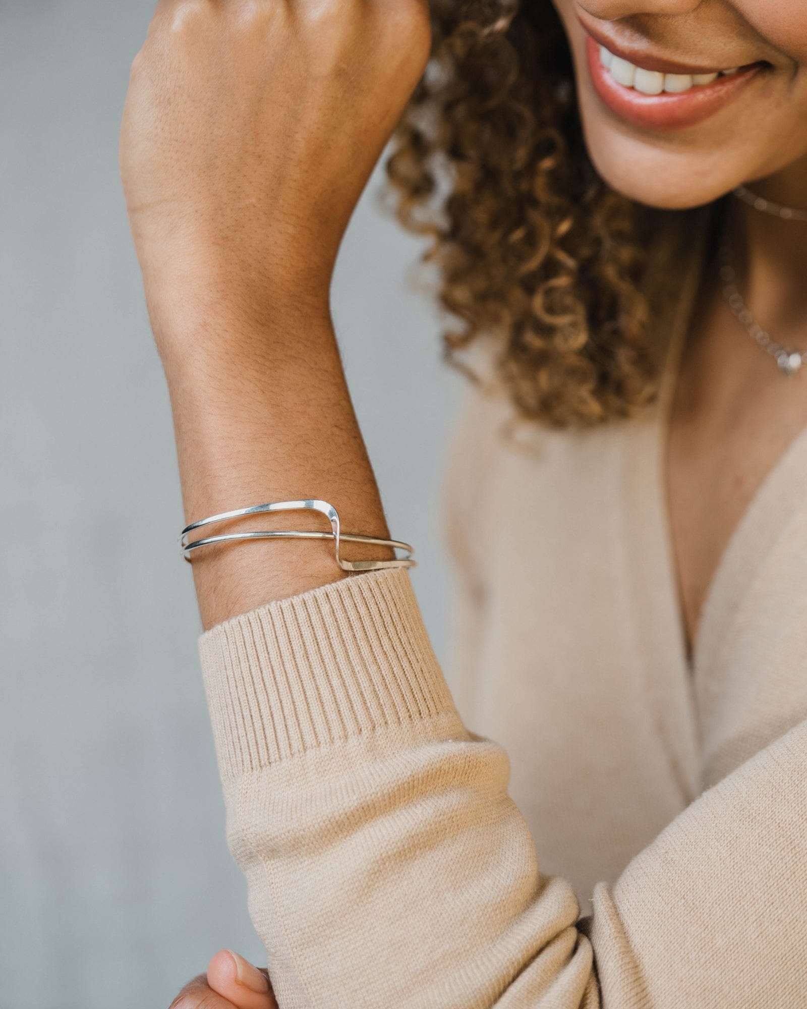 Sterling Silver Fine Crossover Bangle