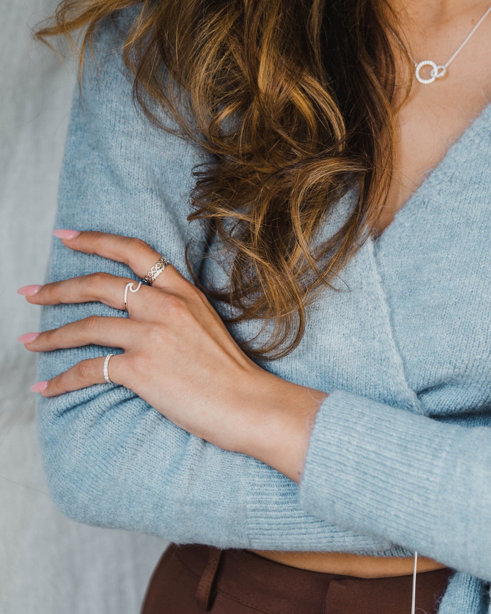 Sterling Silver and Cubic Zirconia Wave Ring