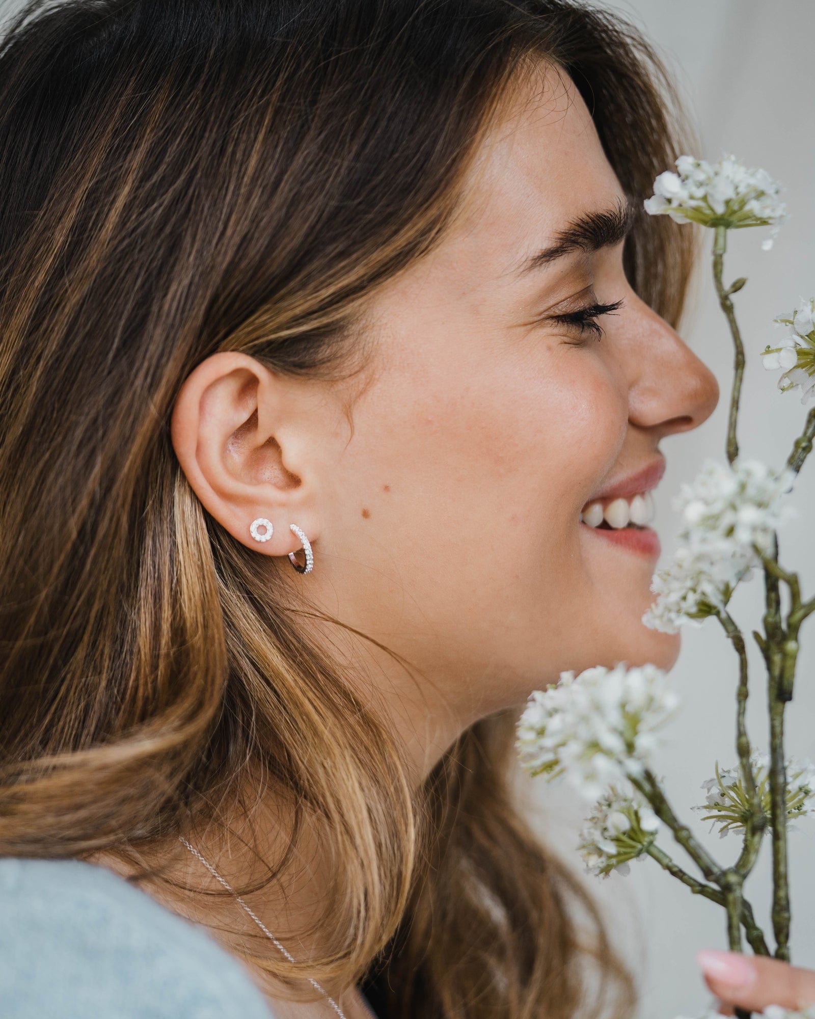 Sterling Silver and Cubic Zirconia Simple Circle Studs