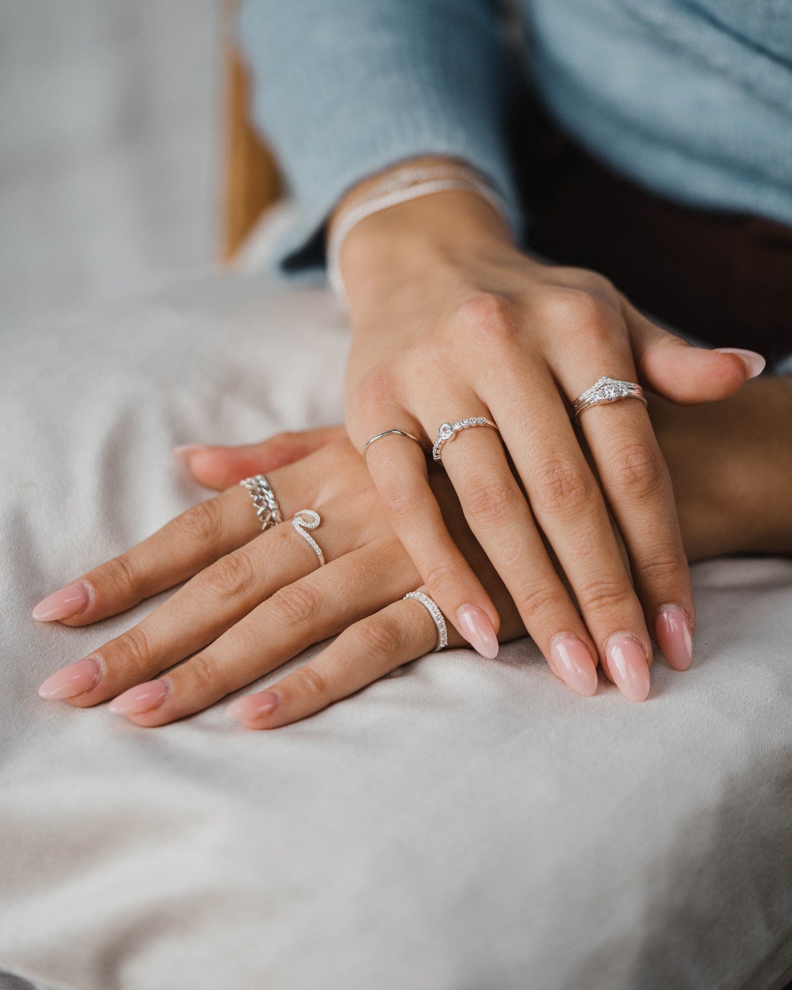 Sterling Silver and Cubic Zirconia Wishbone Ring