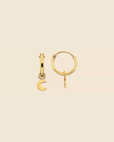 Gold Plated 10mm Hoop with Mini Moon Charm