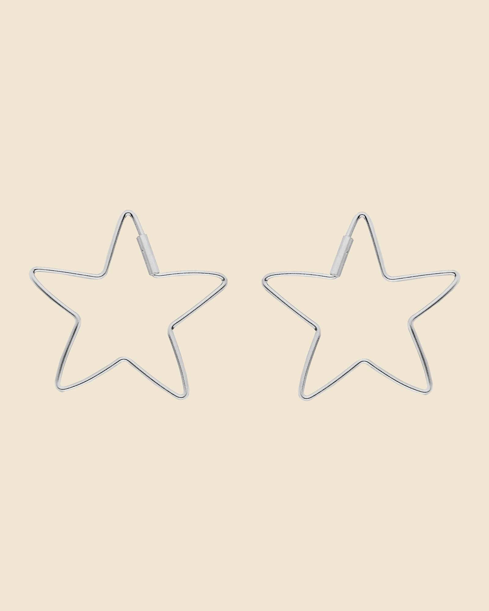 Sterling Silver Fine Star Hoops