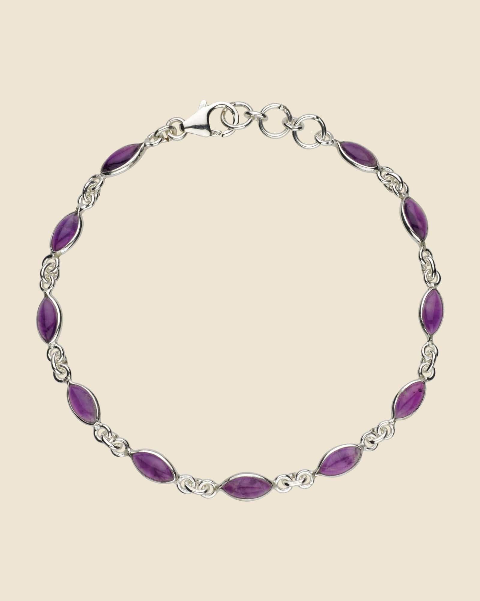 Sterling Silver and Gemstone Marquise Bracelet