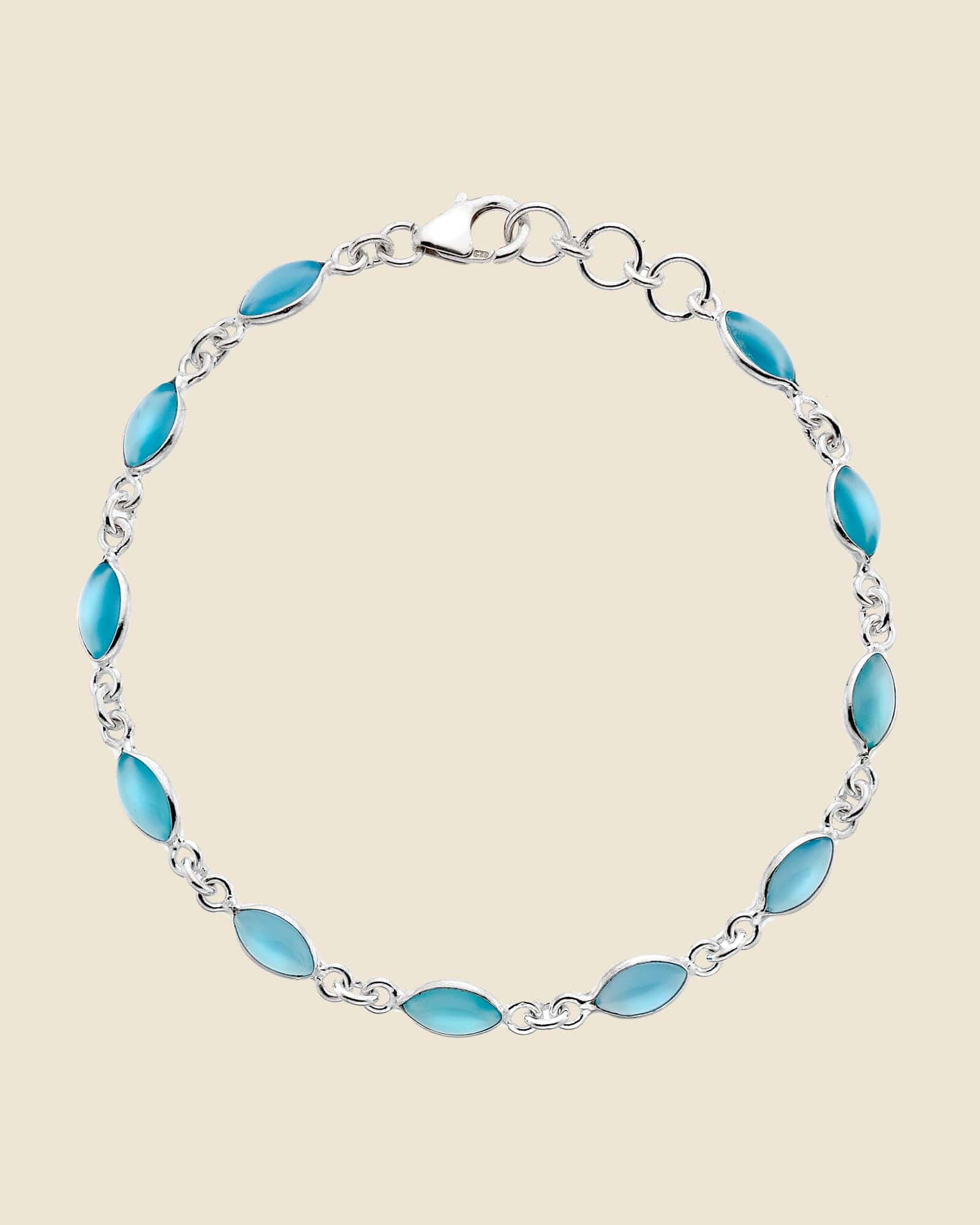 Sterling Silver and Gemstone Marquise Bracelet