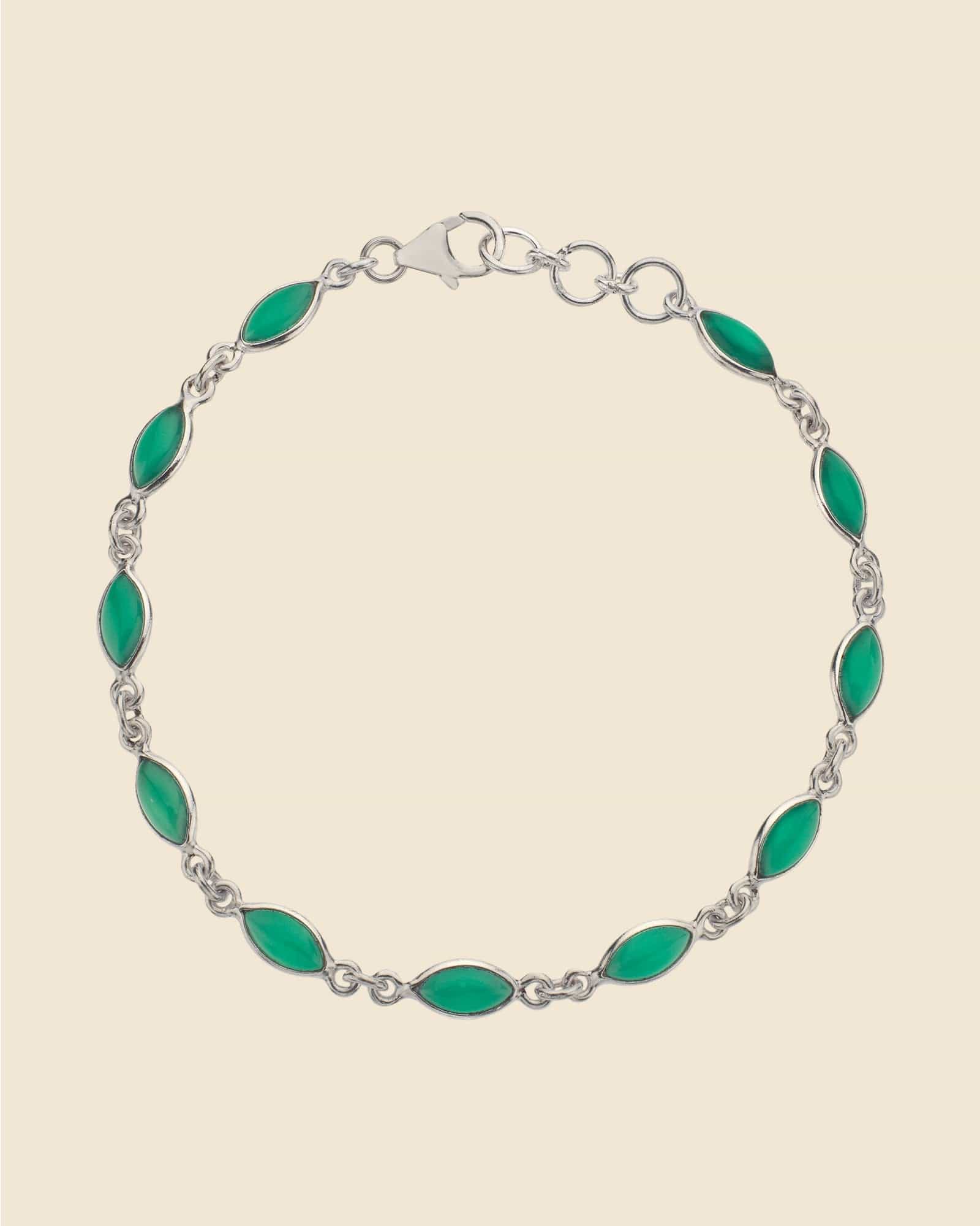 Sterling Silver and Gemstone Marquise Bracelet