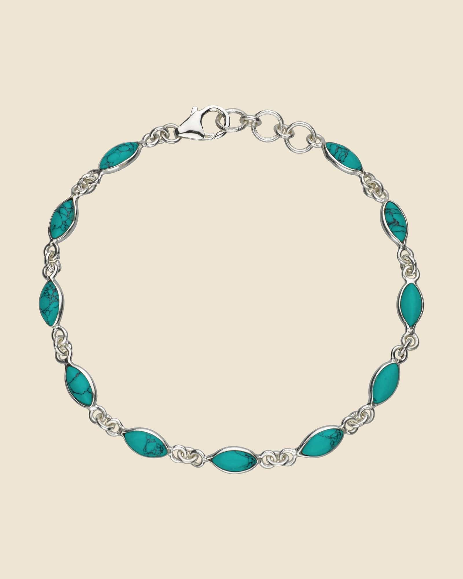 Sterling Silver and Gemstone Marquise Bracelet