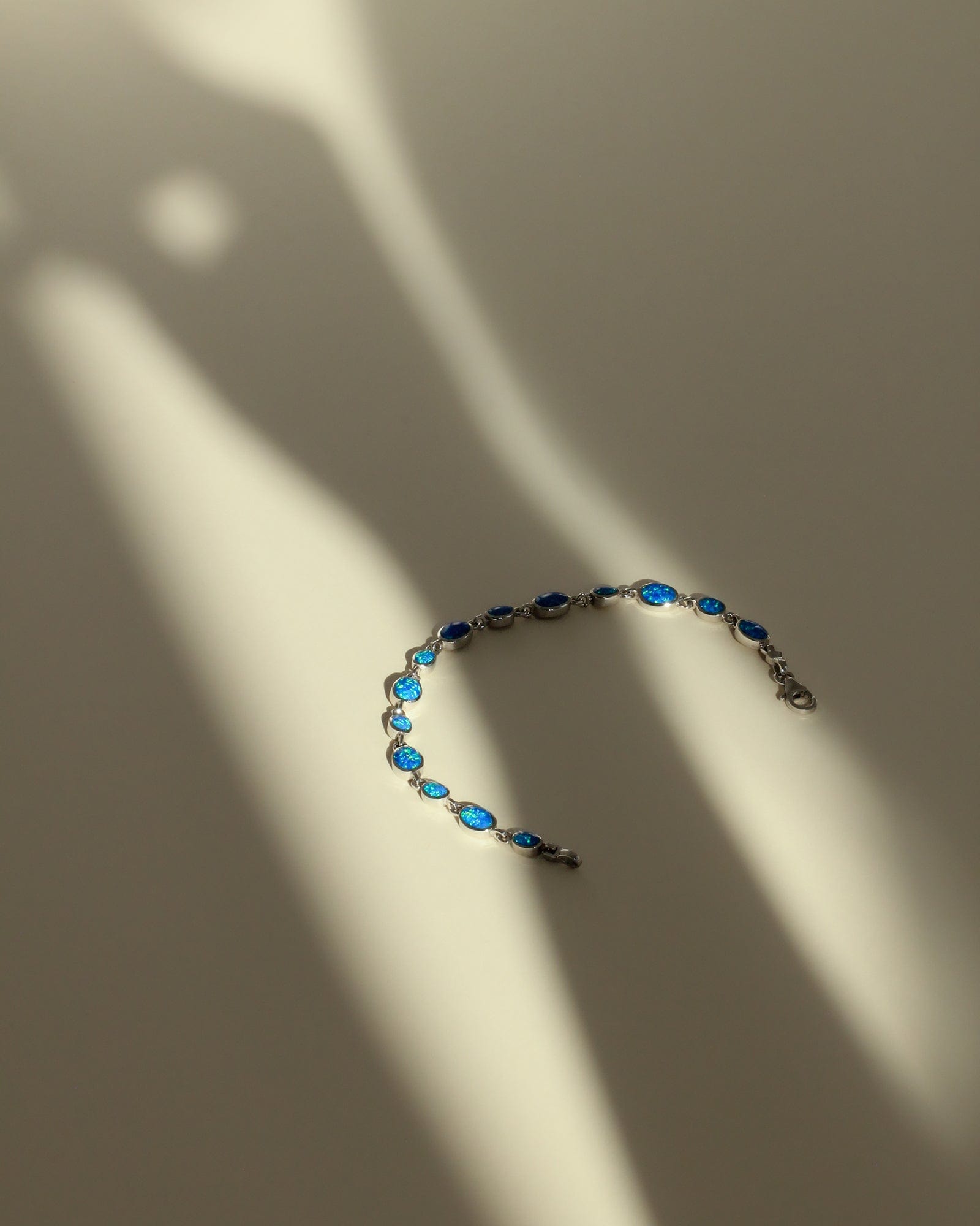 Sterling Silver Synthetic Opal Pebble Bracelet