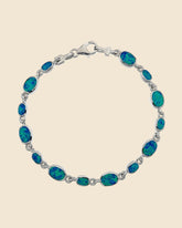 Sterling Silver Synthetic Opal Pebble Bracelet