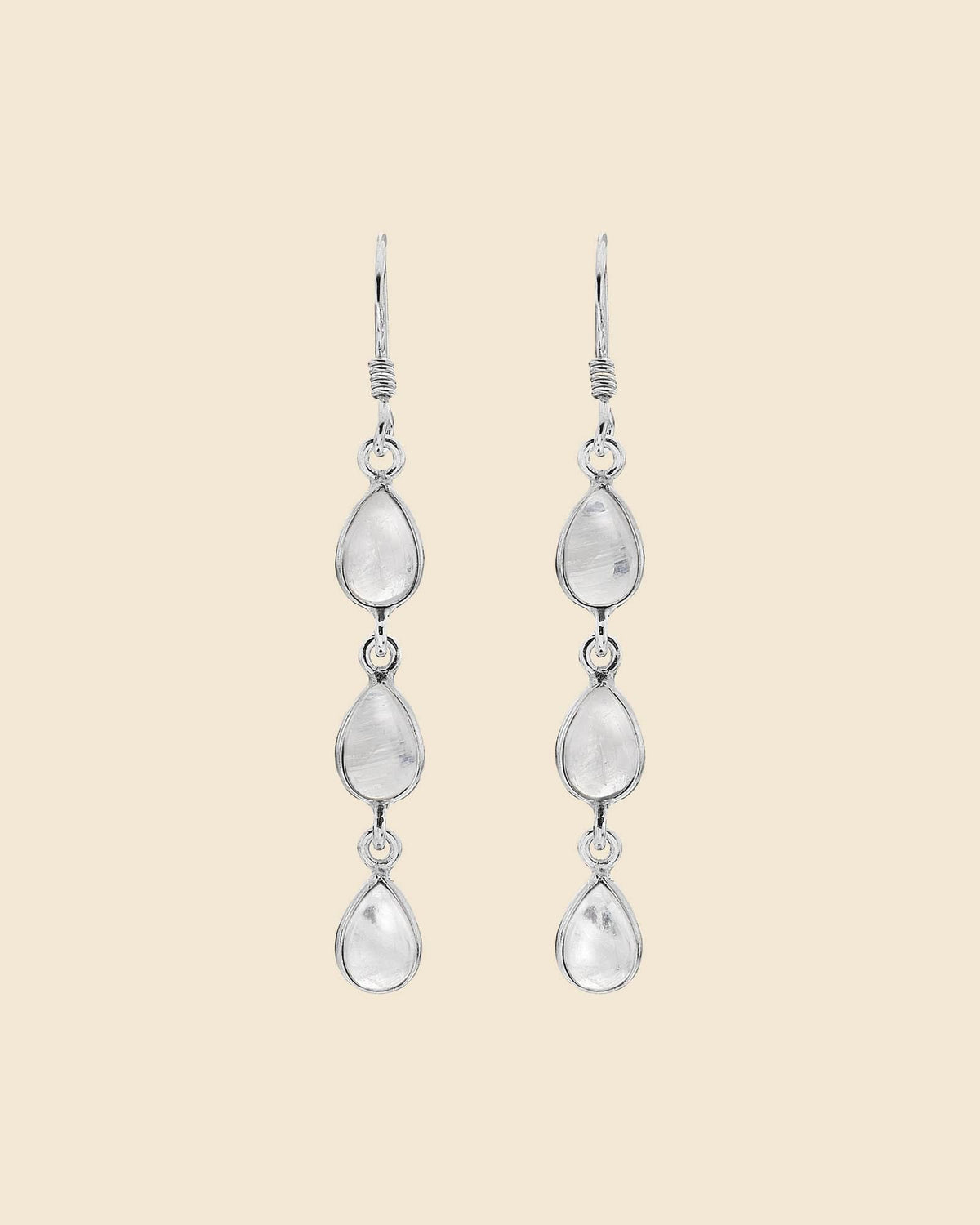 Sterling Silver and Gemstone Triple Drop Earrings