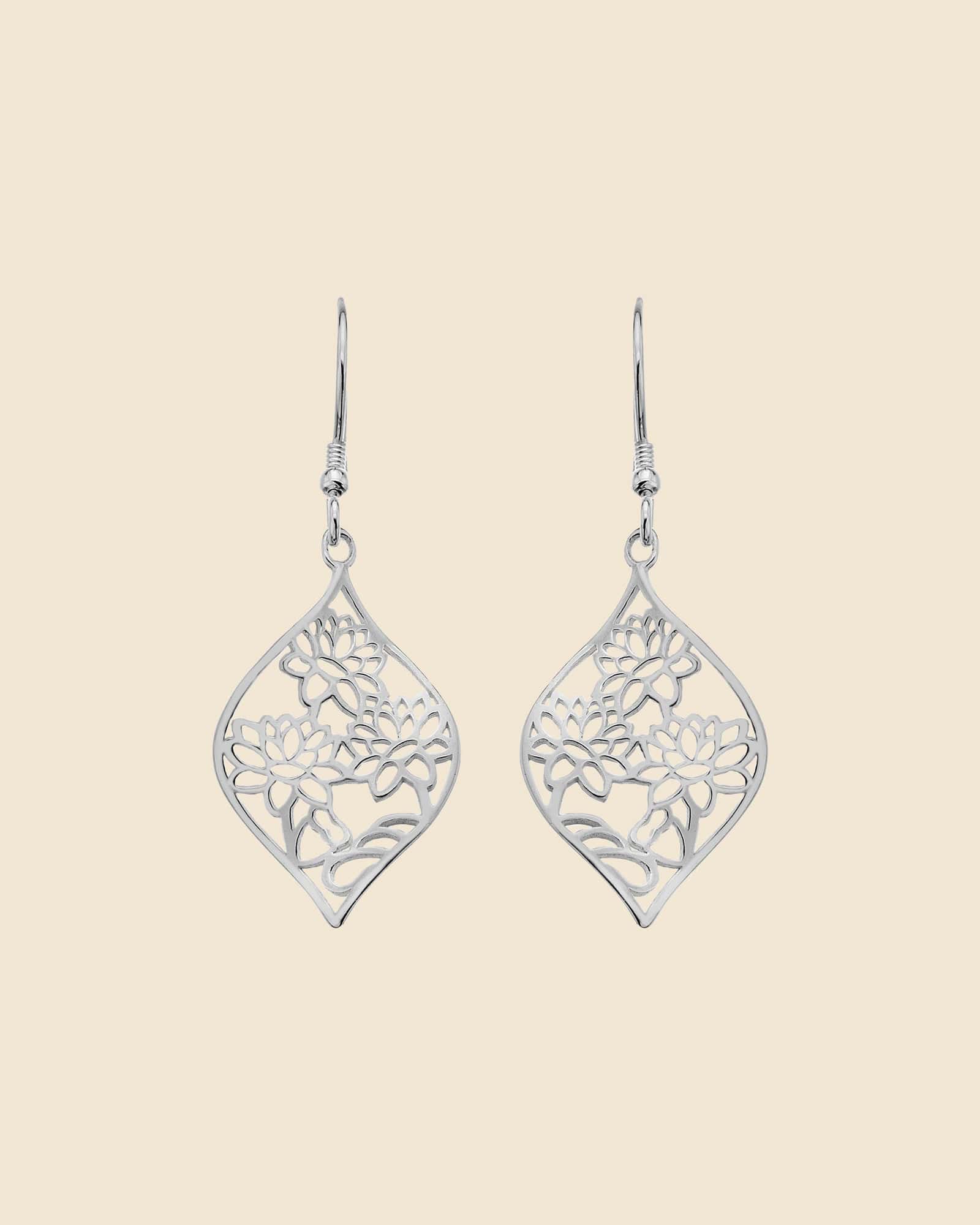 Sterling Silver Botanical Drop Earrings