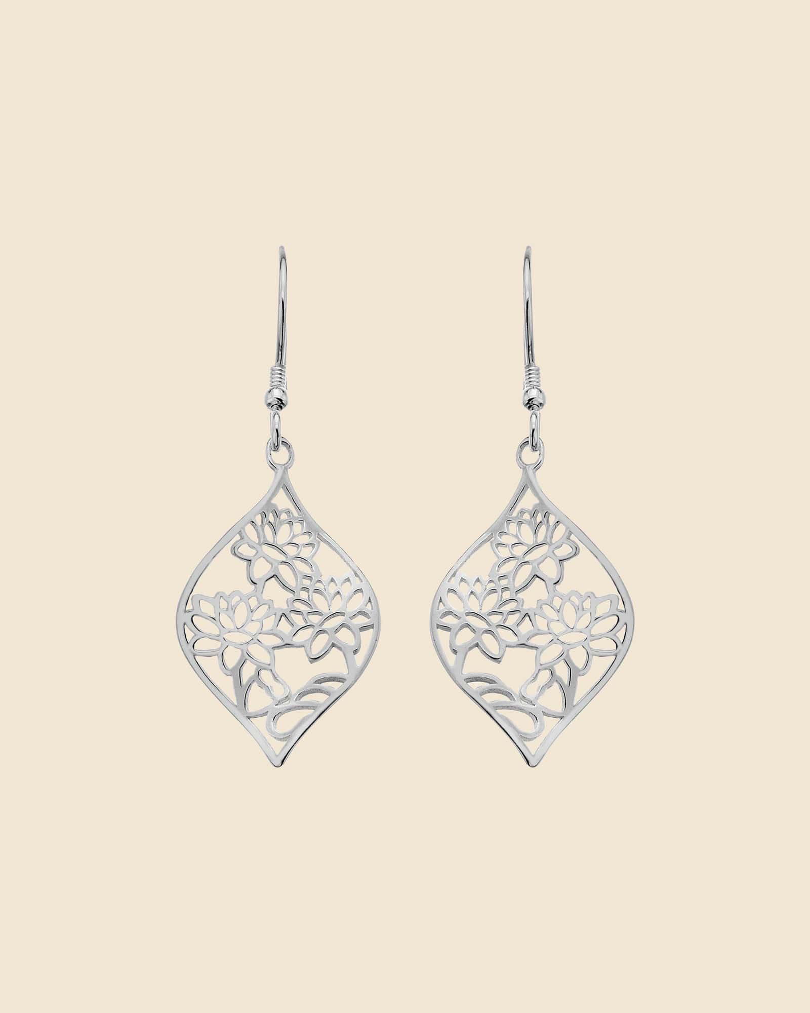 Sterling Silver Botanical Drop Earrings