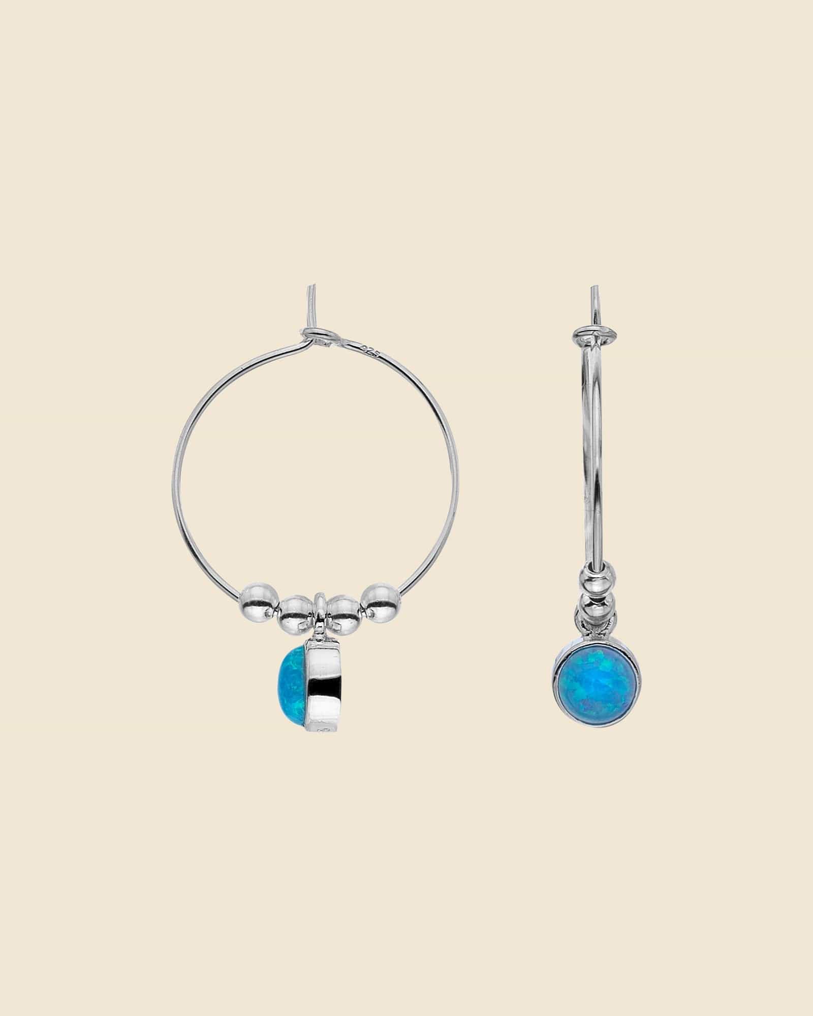Sterling Silver and Opal Charm Hoops