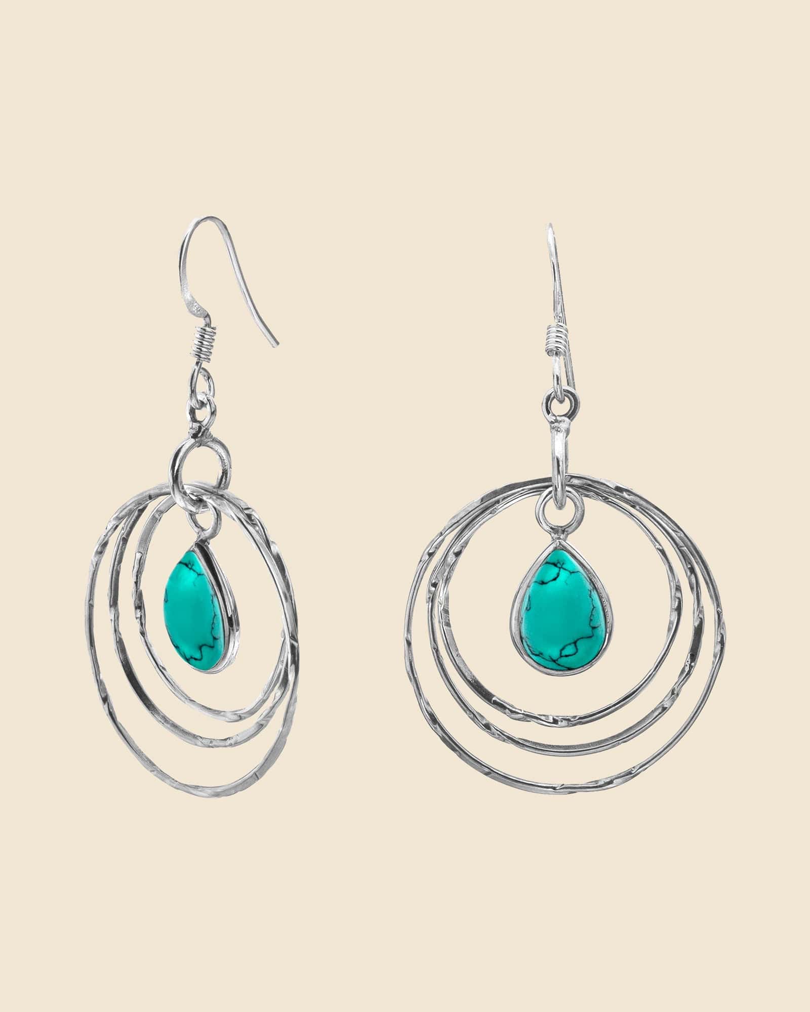 Sterling Silver and Gemstone Retro Circle Earrings