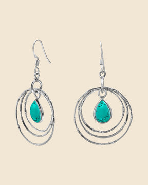 Sterling Silver and Gemstone Retro Circle Earrings