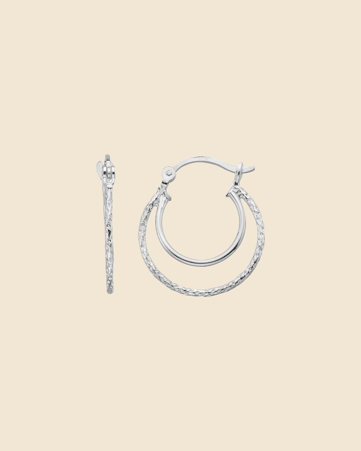 Sterling Silver Textured Double Hoops
