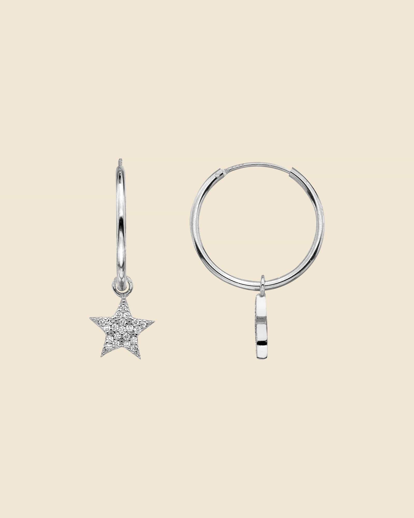 Sterling Silver Star Dazzle Hoops