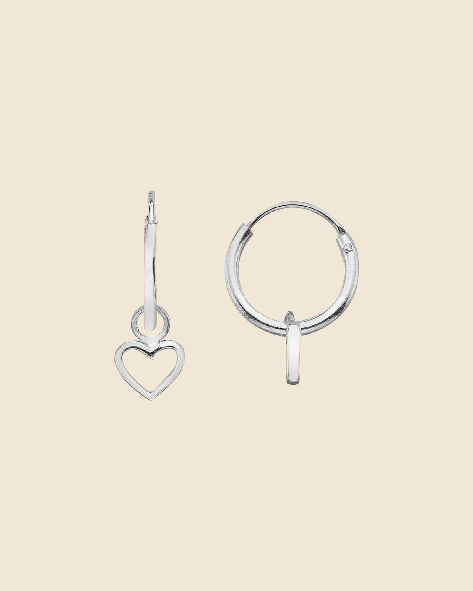 Sterling Silver Open Heart Charm Hoops