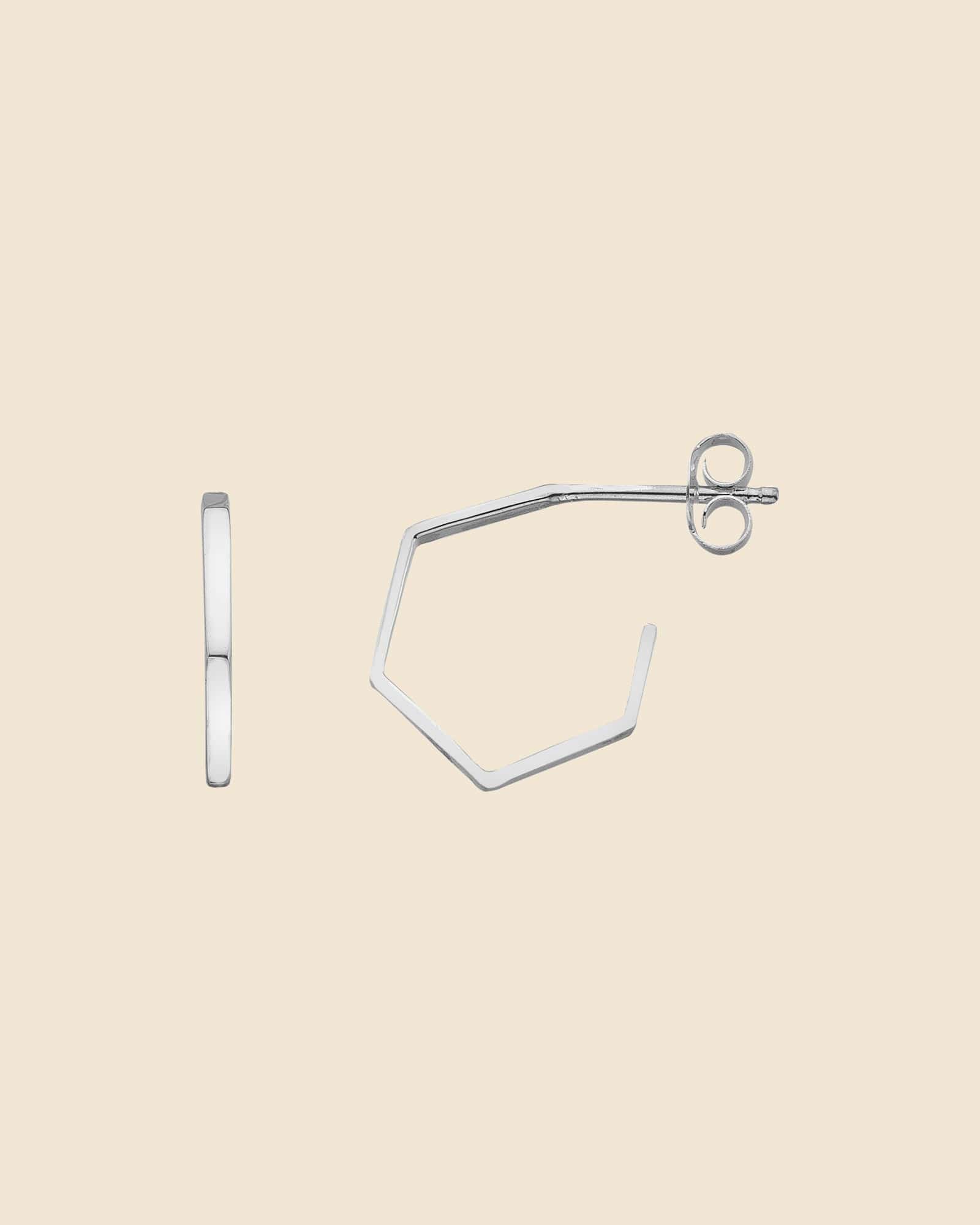 Sterling Silver Hexagon Hoops