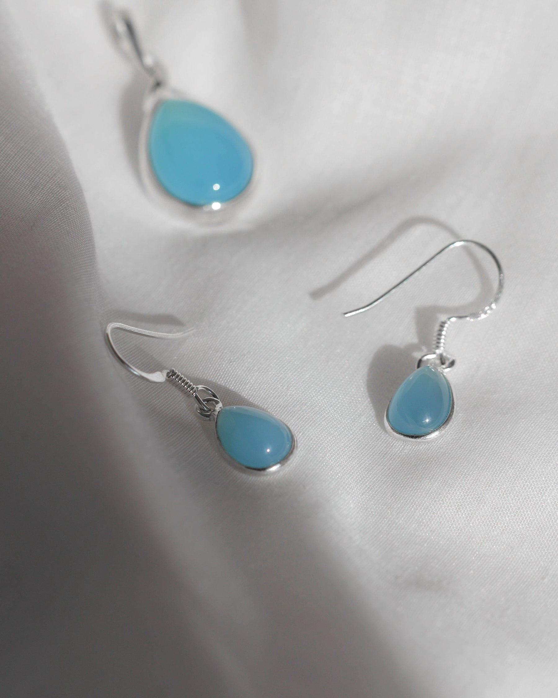 Sterling Silver and Gemstone Teardrop Earrings