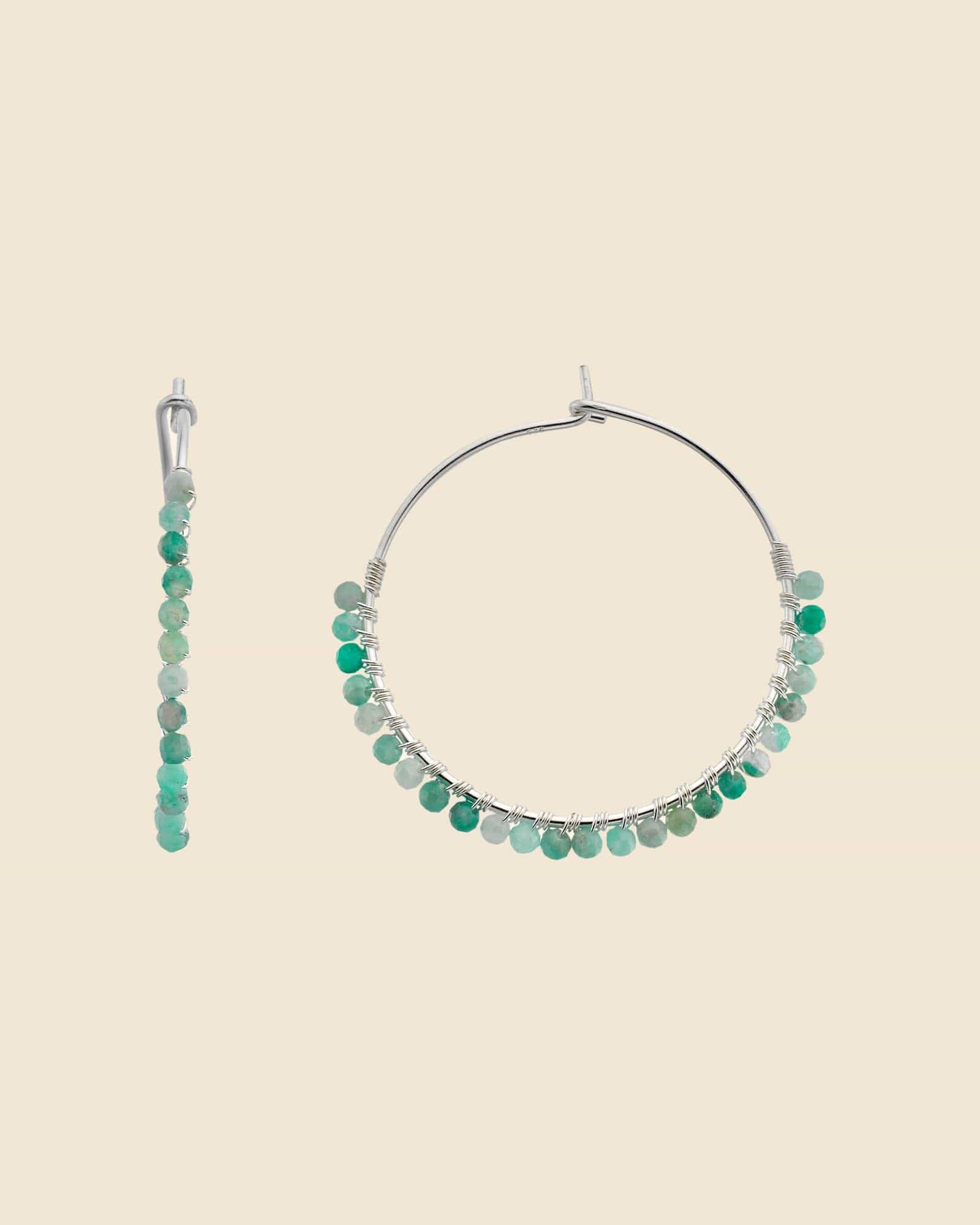 Sterling Silver and Gemstone Tassel Hoops