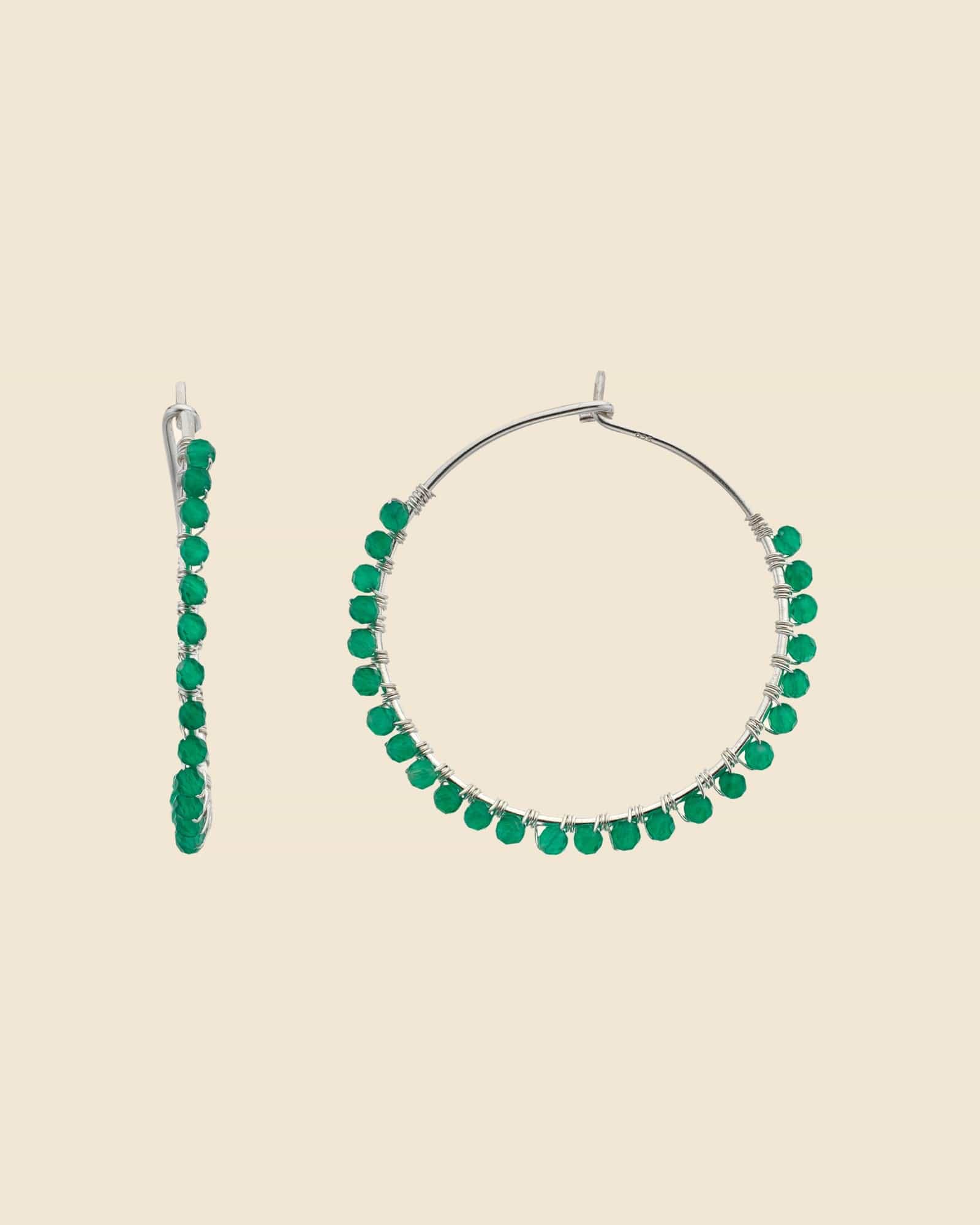 Sterling Silver and Gemstone Tassel Hoops