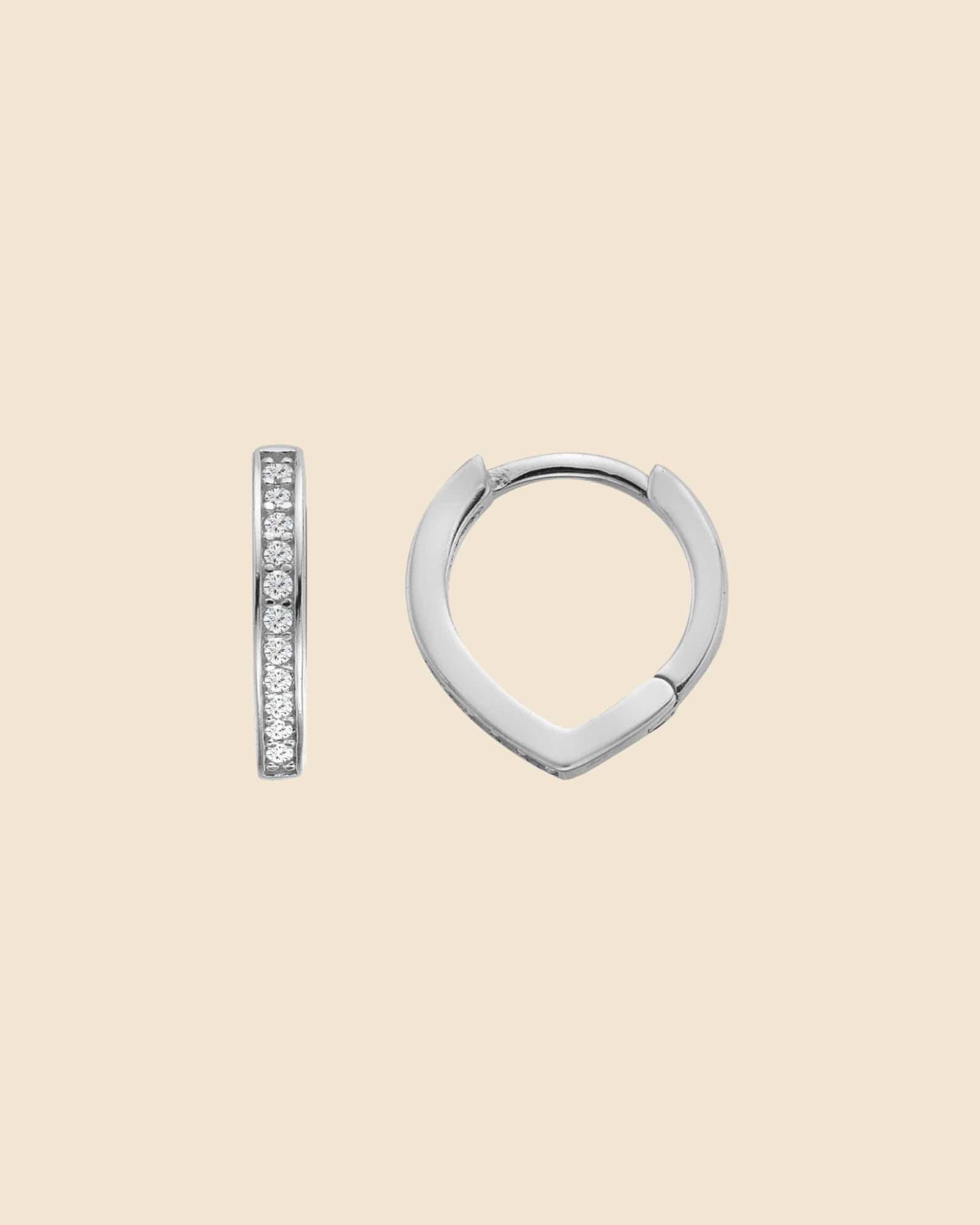 Sterling Silver and Cubic Zirconia Elegant Pointed Hoops