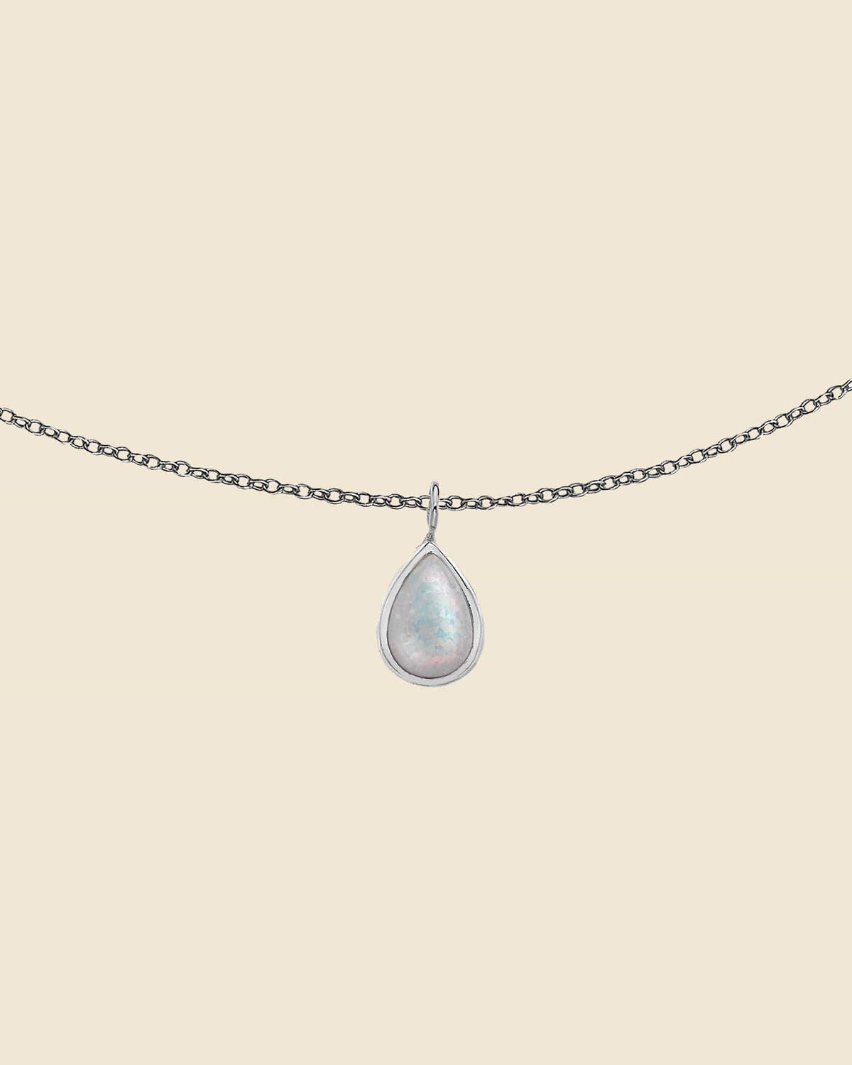 Sterling Silver and Opal Mini Teardrop Necklace