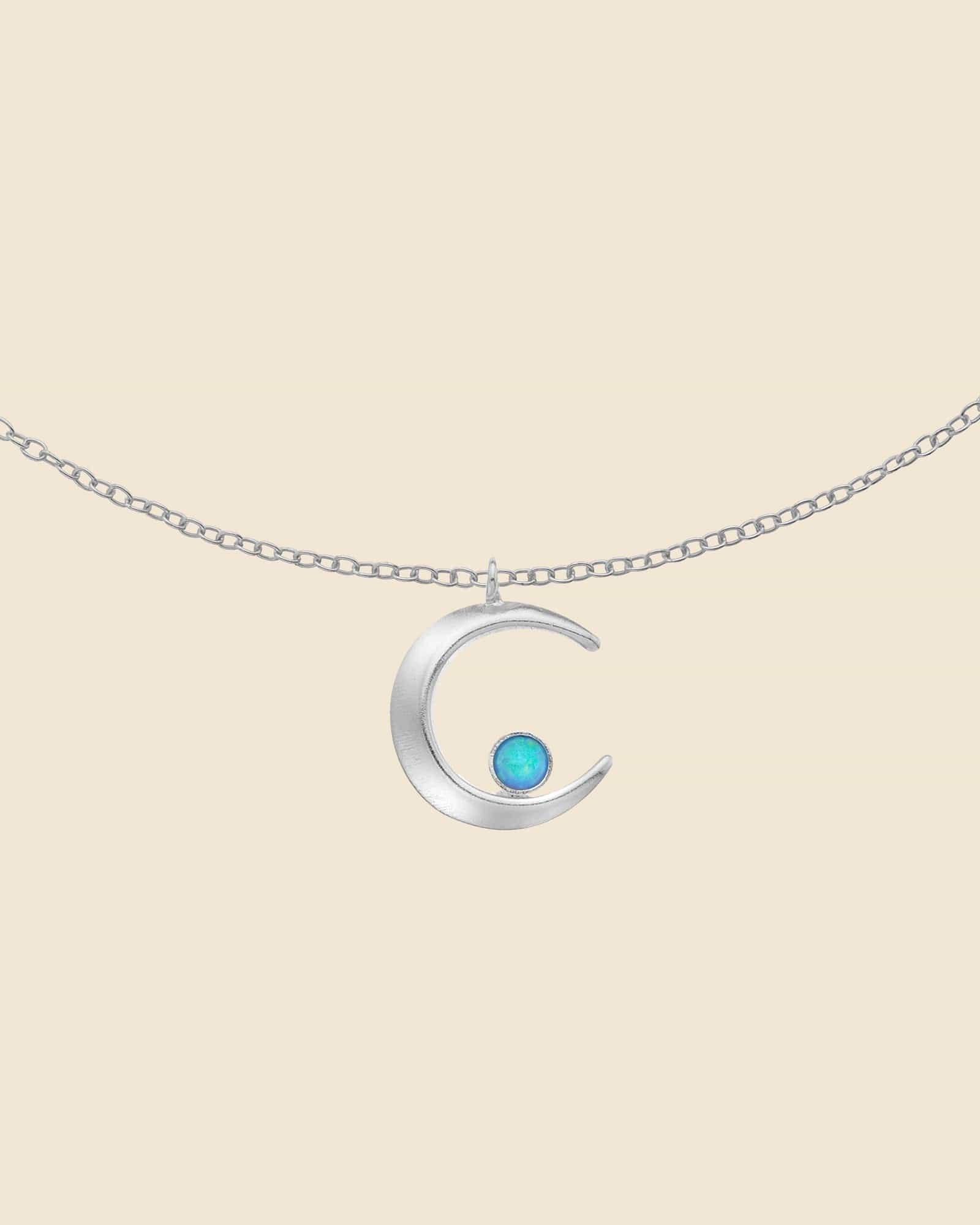 Opal crescent sales moon necklace