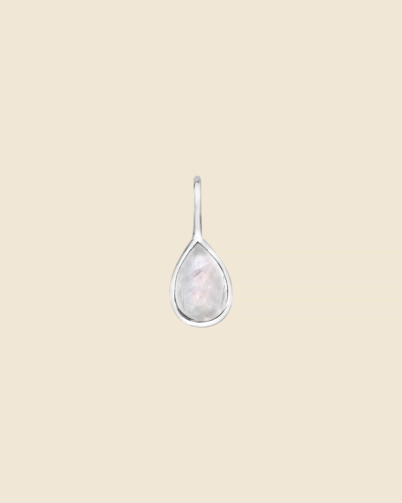 •RAINBOW MOONSTONE TEAR - SMALL FLOURISH• sterling silver necklace (18