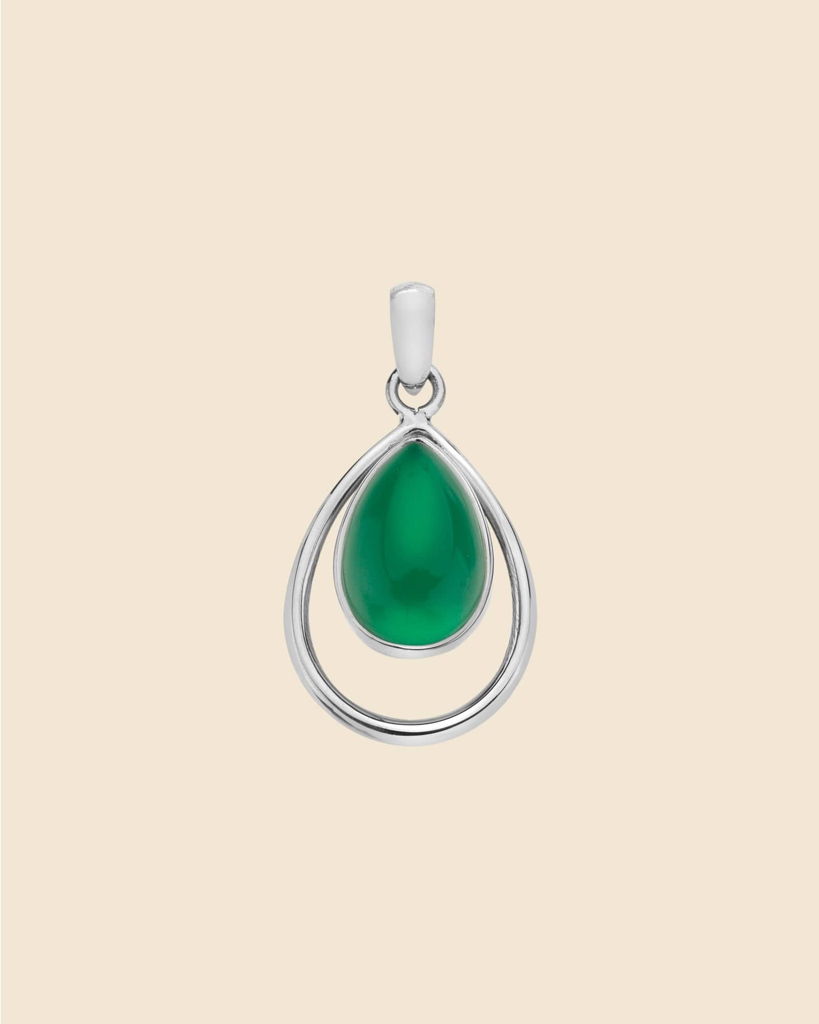 Sterling Silver and Gemstone Teardrop Hoop Pendant