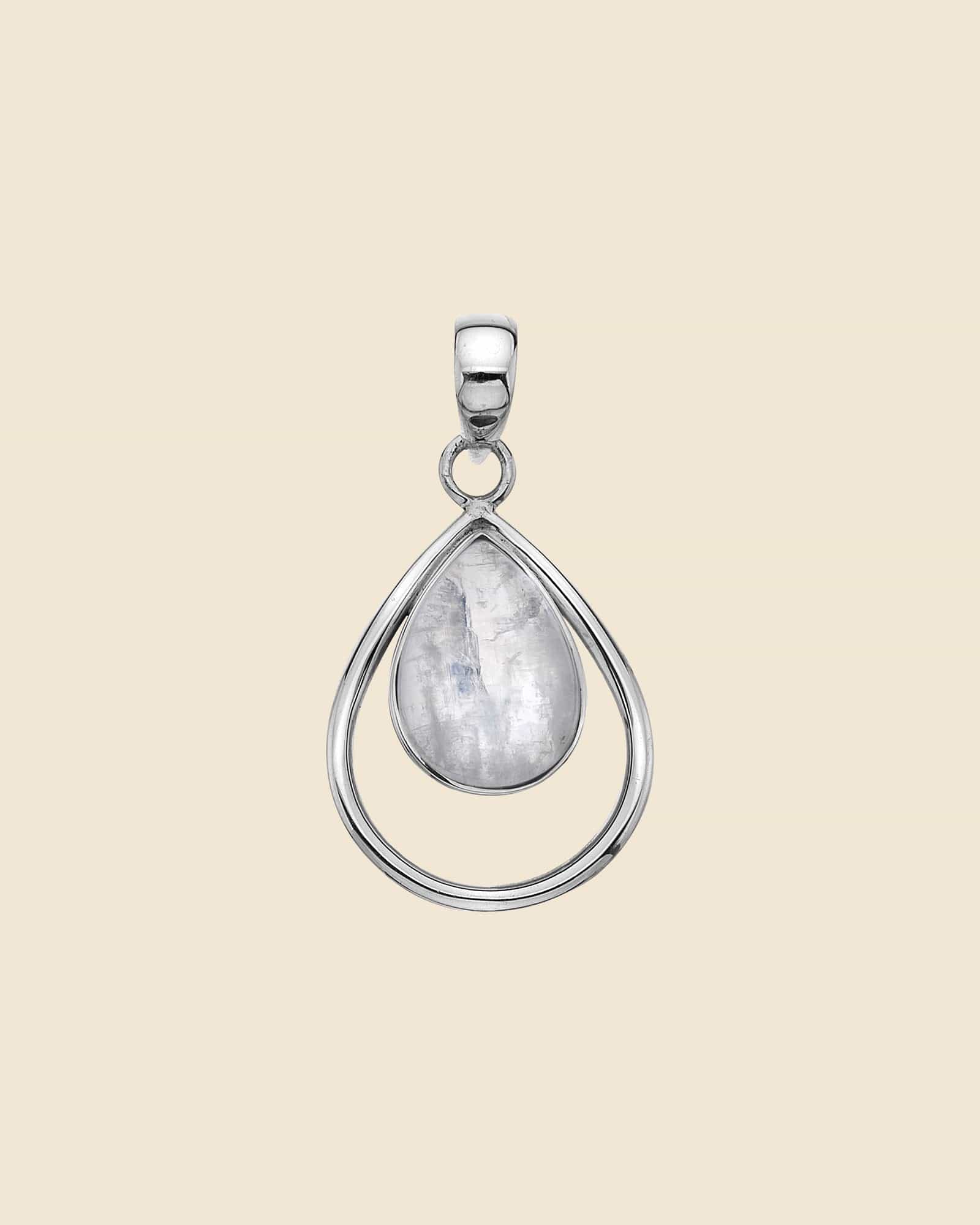 Sterling Silver and Gemstone Teardrop Hoop Pendant