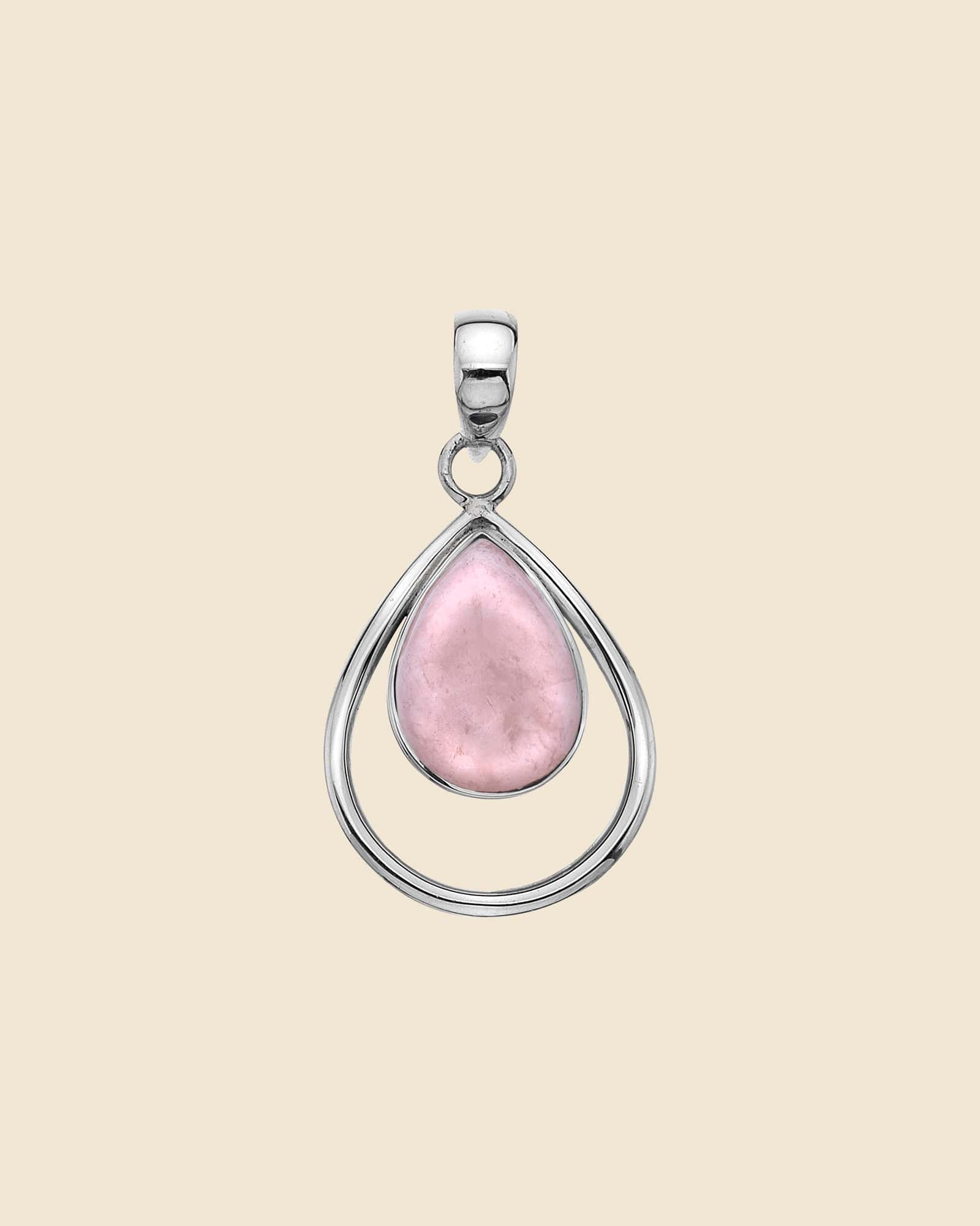 Sterling Silver and Gemstone Teardrop Hoop Pendant