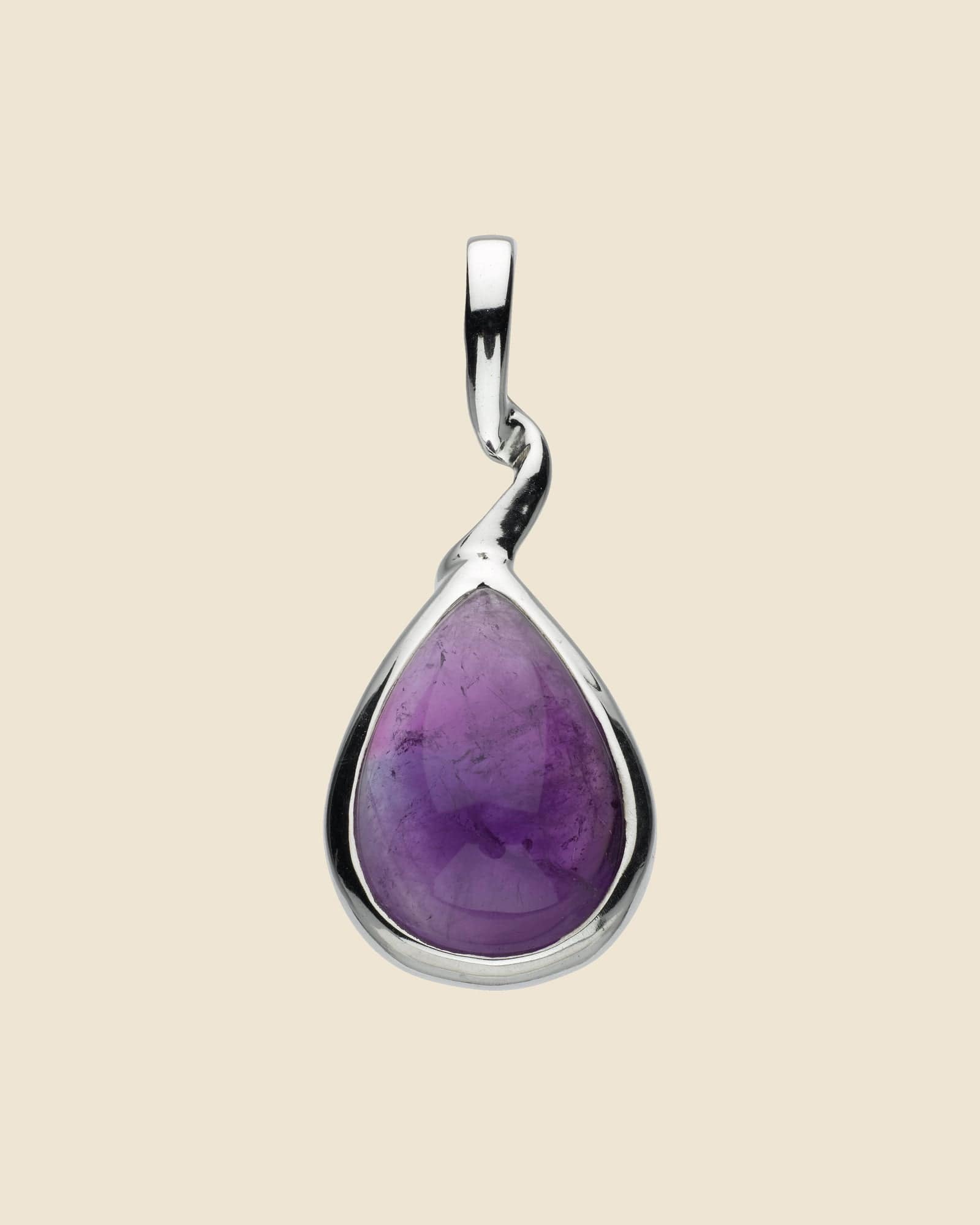 Sterling Silver and Gemstone Twisted Teardrop Pendant