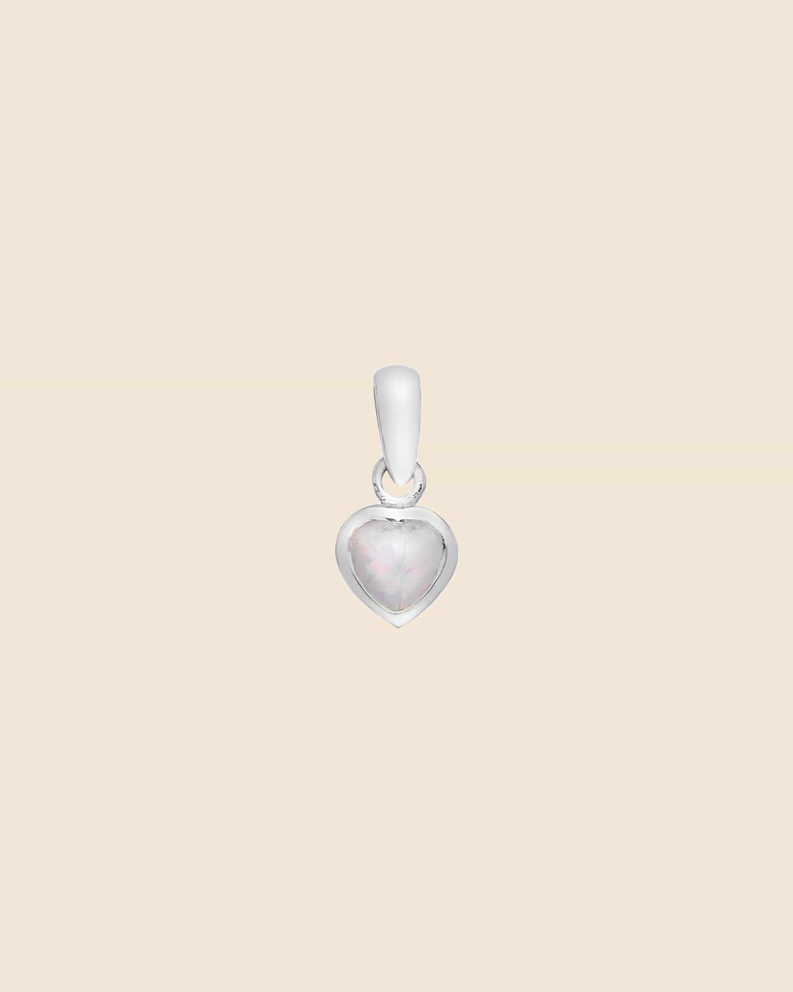 Sterling Silver and Opal Tiny Heart Pendant