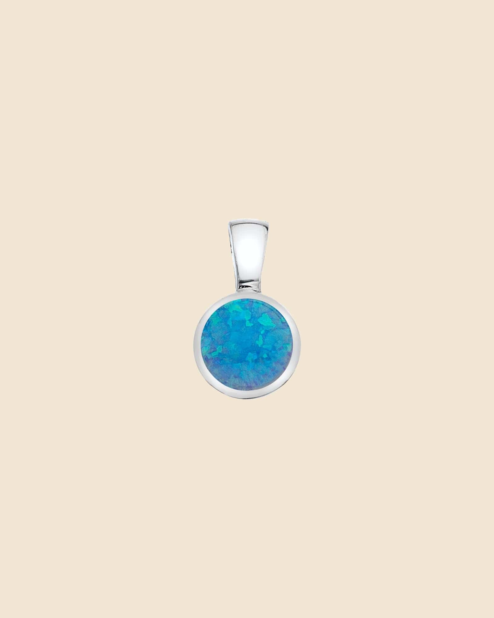 Sterling Silver and Opal Round Pendant