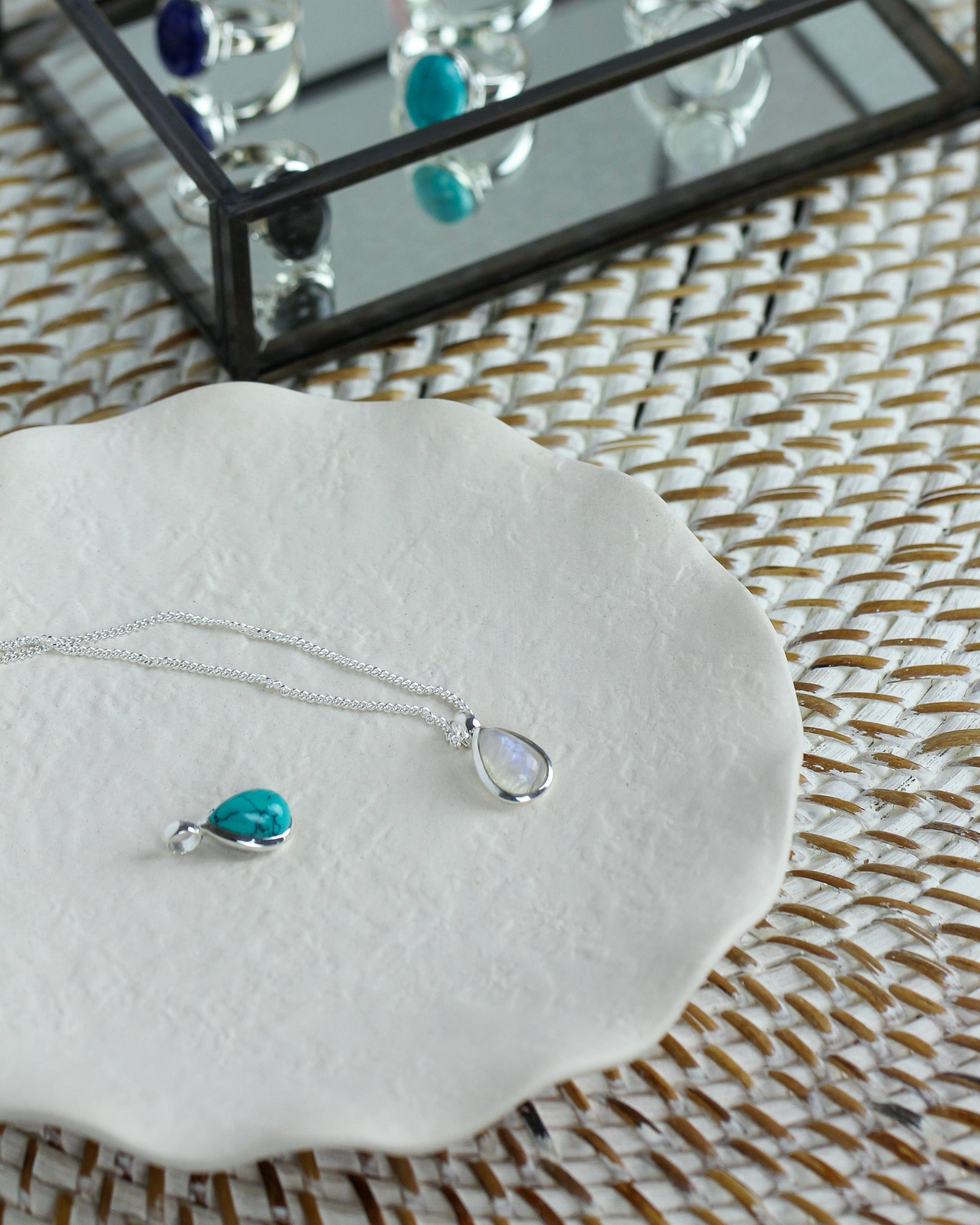 Sterling Silver and Gemstone Small Teardrop Pendant