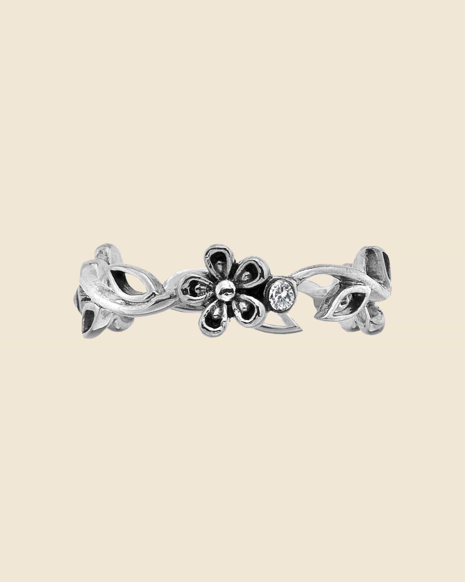 Sterling Silver and Cubic Zirconia Garland Ring