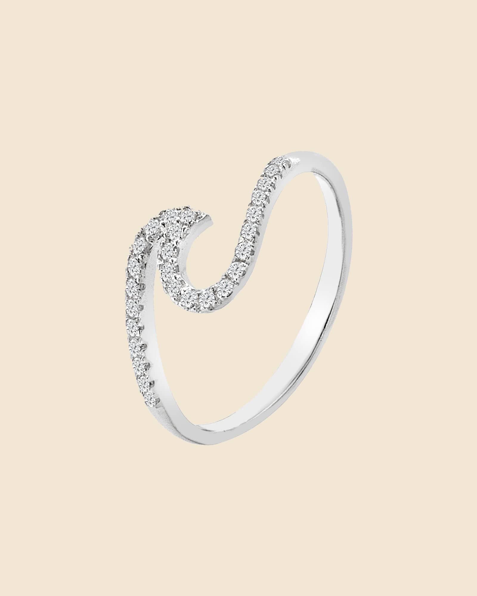 Sterling Silver and Cubic Zirconia Wave Ring