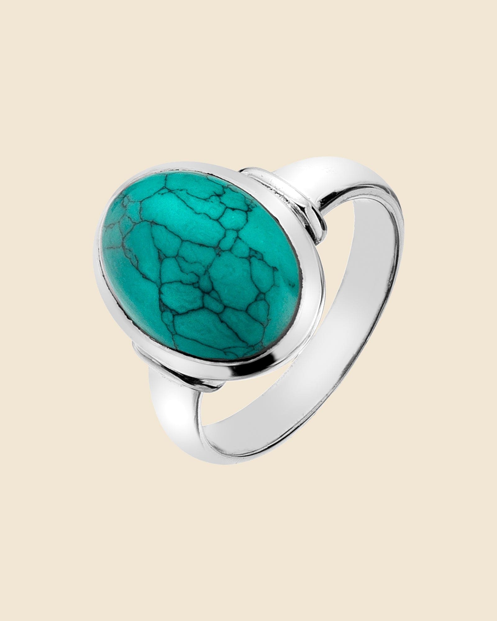Sterling Silver and Oval Gemstone Ring
