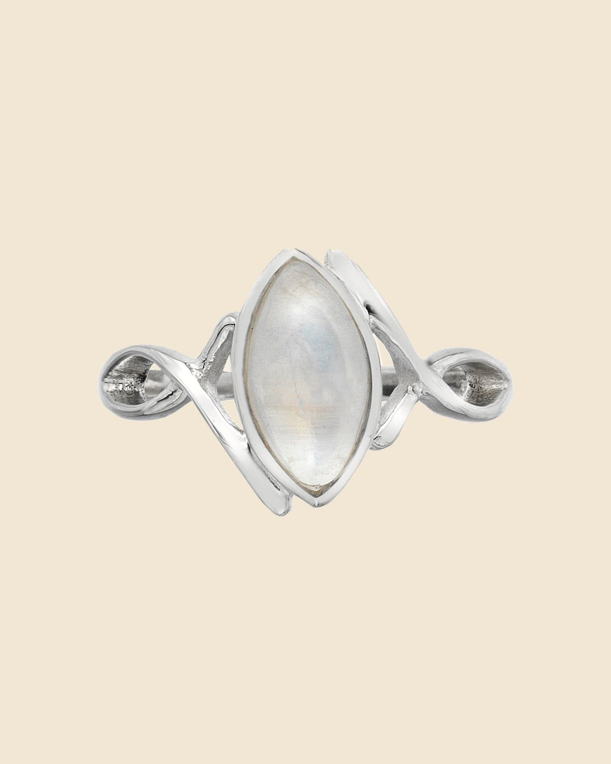 Sterling Silver Celtic Moonstone Marquise Ring