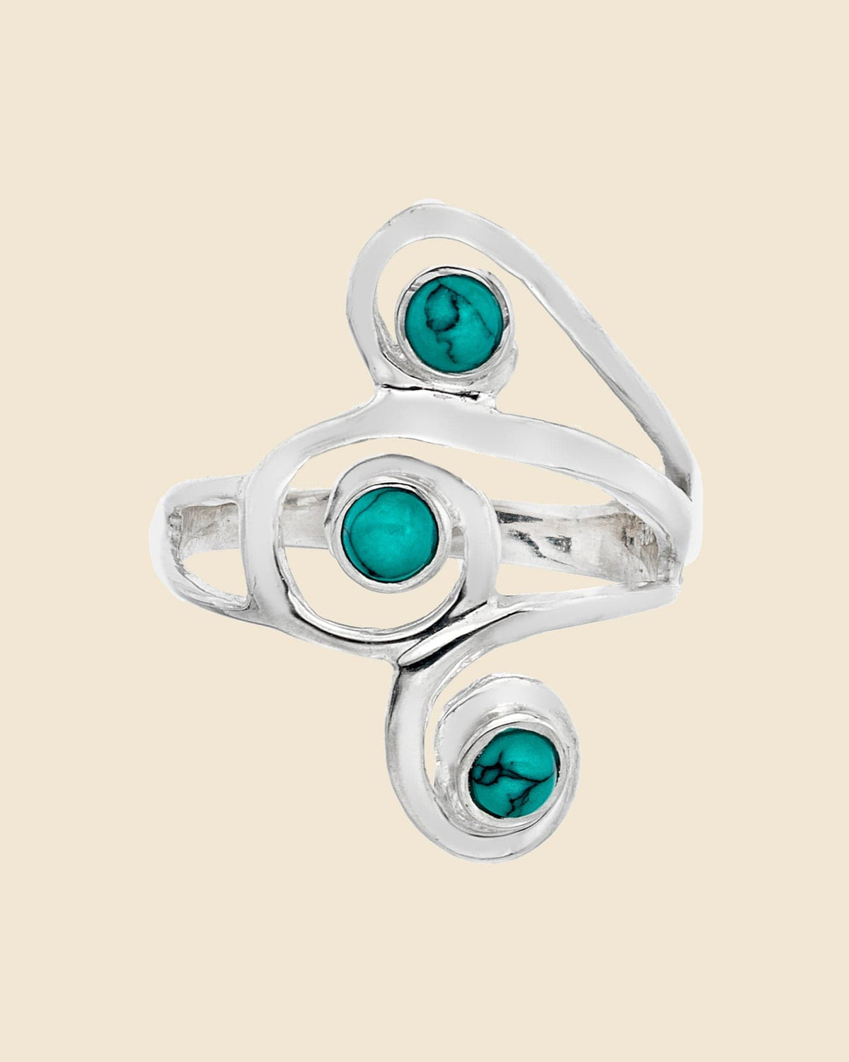 Sterling Silver Turquoise Triple Swirl Ring