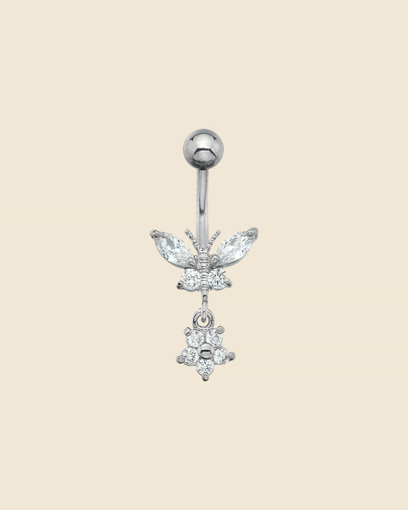Butterfly Navel Bar in Surgical Steel