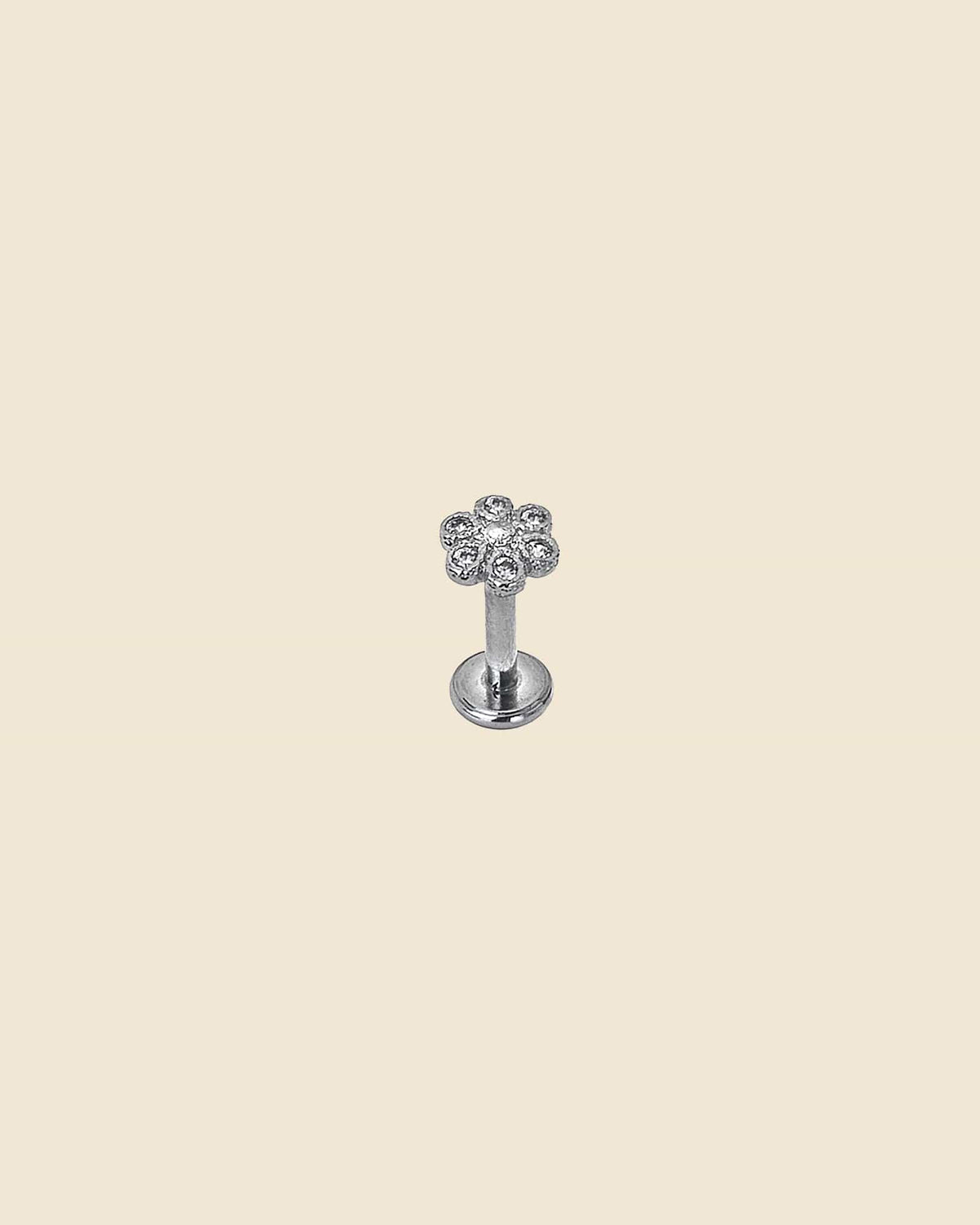 Surgical Steel and Crystal Pave Flower Labret