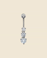 Surgical Steel Three Crystals Navel Bar
