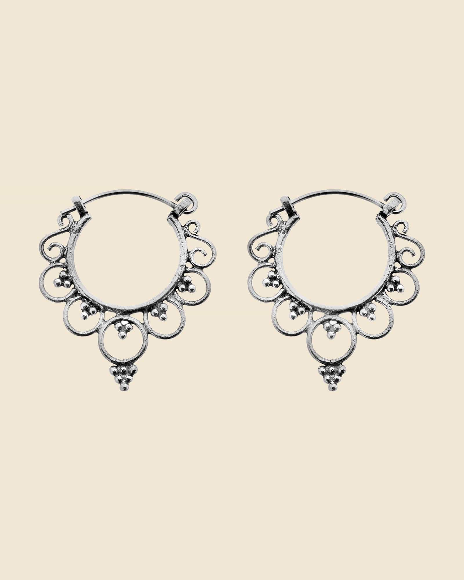 Sterling Silver Side Facing Bali Flip-Top Hoops