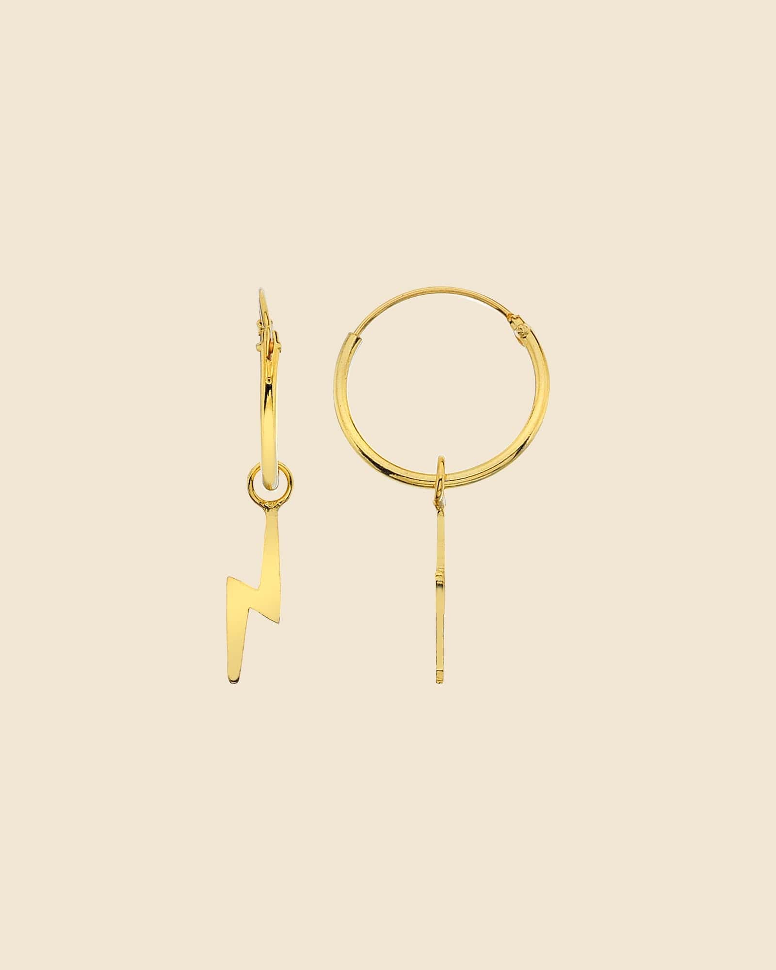 Gold Plated Lightning Bolt Hoops