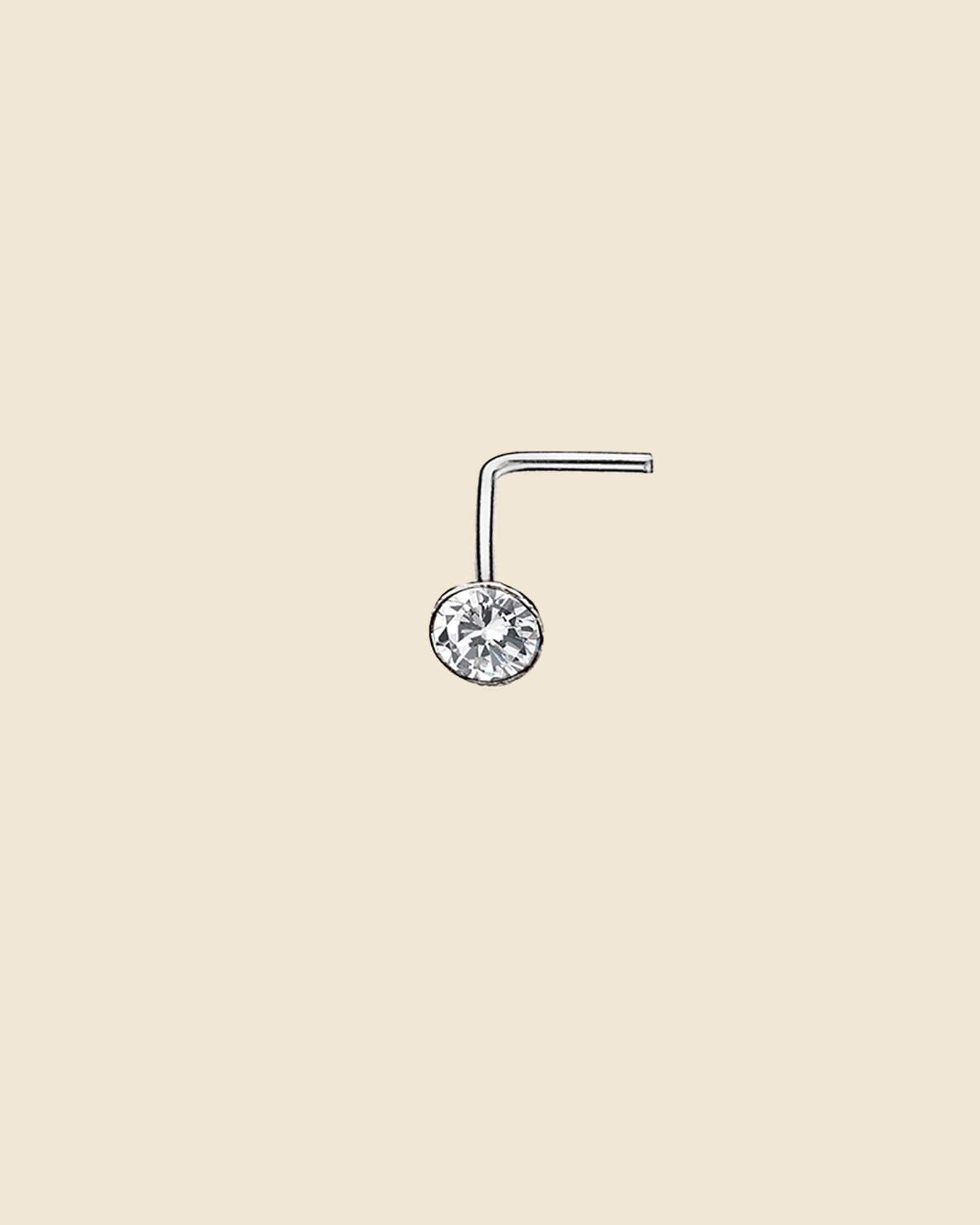 Sterling Silver Simple Crystal Nose Stud